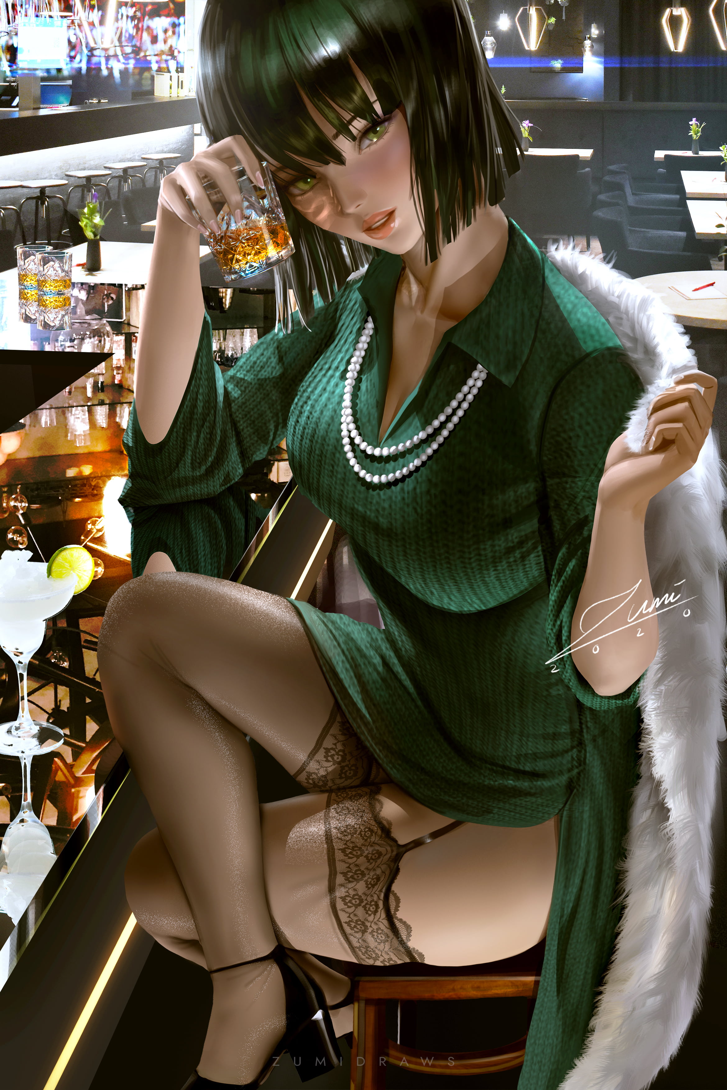 fantasy girl, Zumi, zumidraws, portrait display, artwork, Fubuki, digital art, anime girls, drawing, fan art, anime, 2K, illustration, One-Punch Man, Phone HD Wallpaper