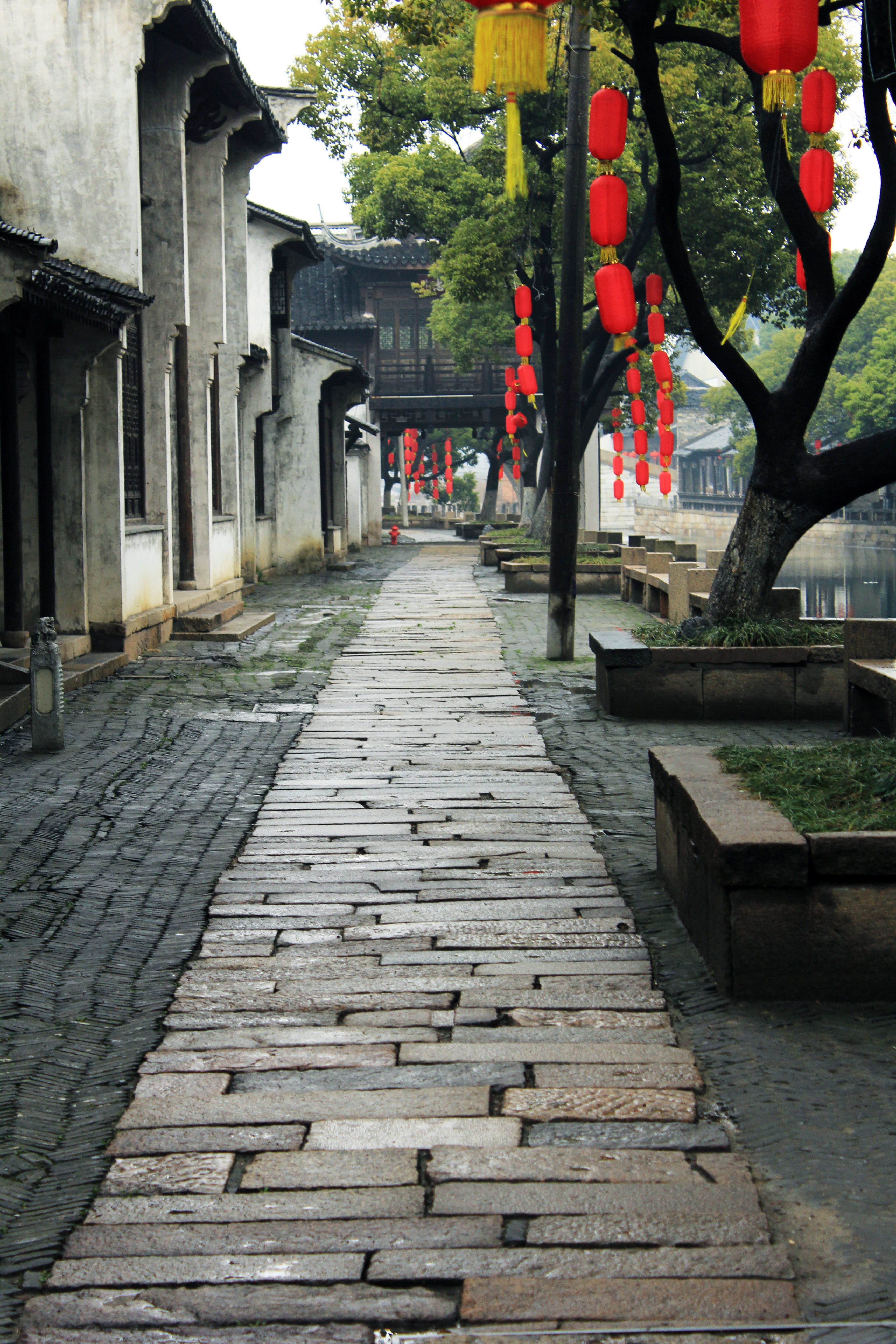 China, Jiangsu, building, Wuxi, Small, belief, religion, the way forward, in a row, staircase, tree, cultures, direction, alley, outdoors, shrine, town, Phone HD Wallpaper