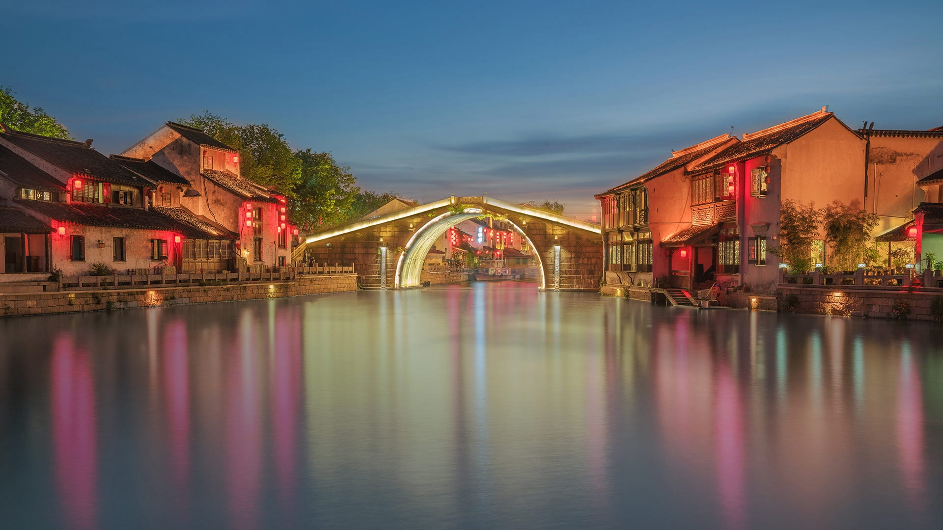 1080P, Qingming Bridge, bridge, Wuxi, lights, China, home, HD Wallpaper