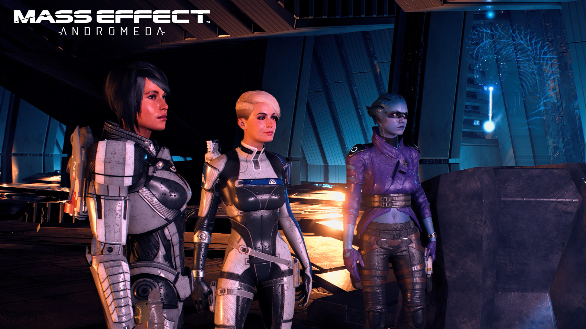 adult, men, group of people, togetherness, night, standing, females, dark, Mass Effect: Andromeda, Pelessaria BSayle, males, illuminated, young adult, Mass Effect, HD Wallpaper