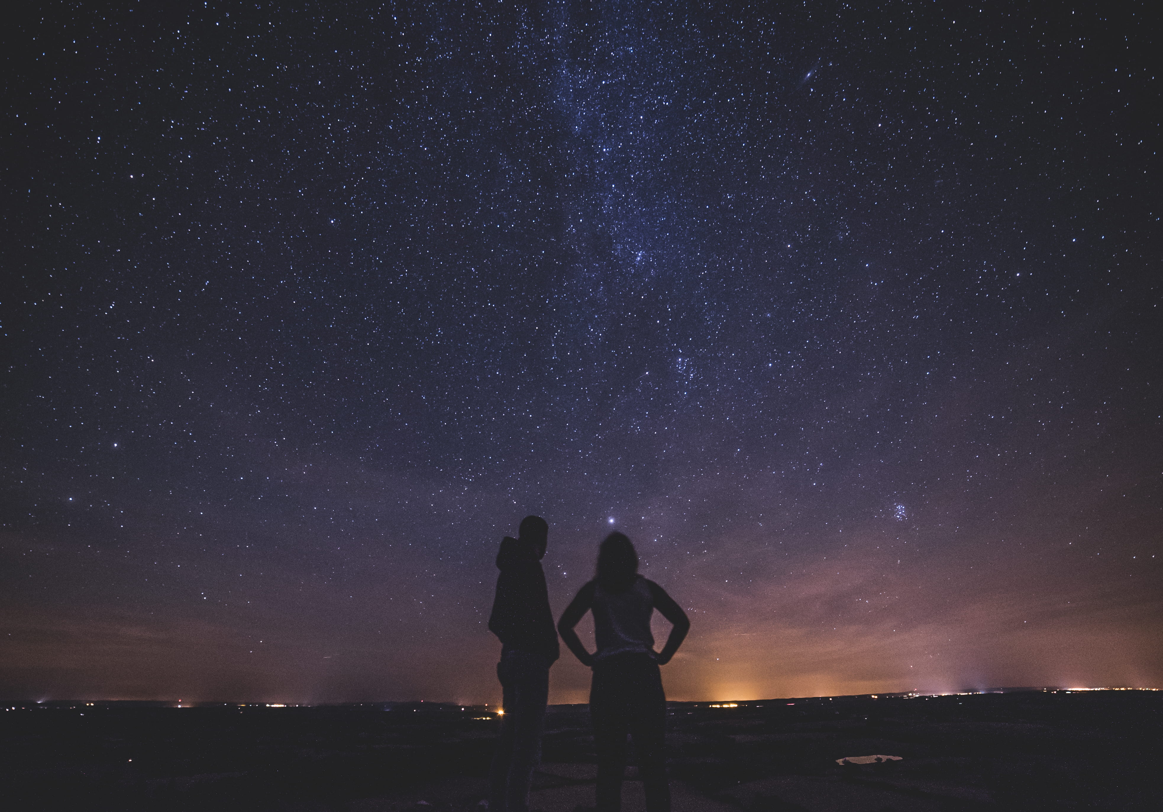 friendship, beauty in nature, leisure activity, way, star, night sky, lifestyles, human, love, puy saint-ambroise, couple, outdoors, star field, star - space, HD Wallpaper