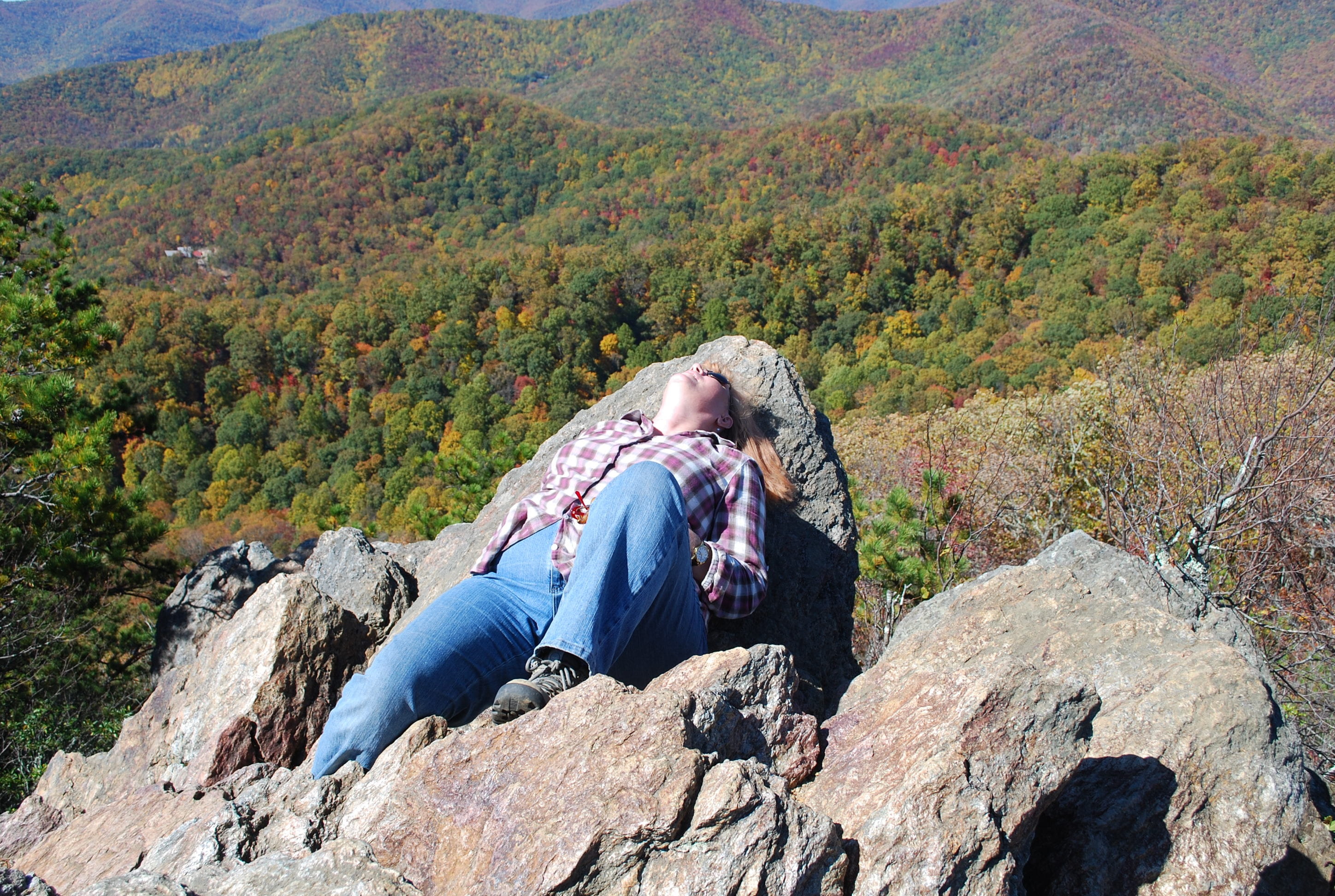 activity, nature, day, relaxation, rattlesnake ridge, 2K, rock, mature adult, mountain, solid, one person, land, Blue Ridge Mountains, lifestyles, Fall, HD Wallpaper