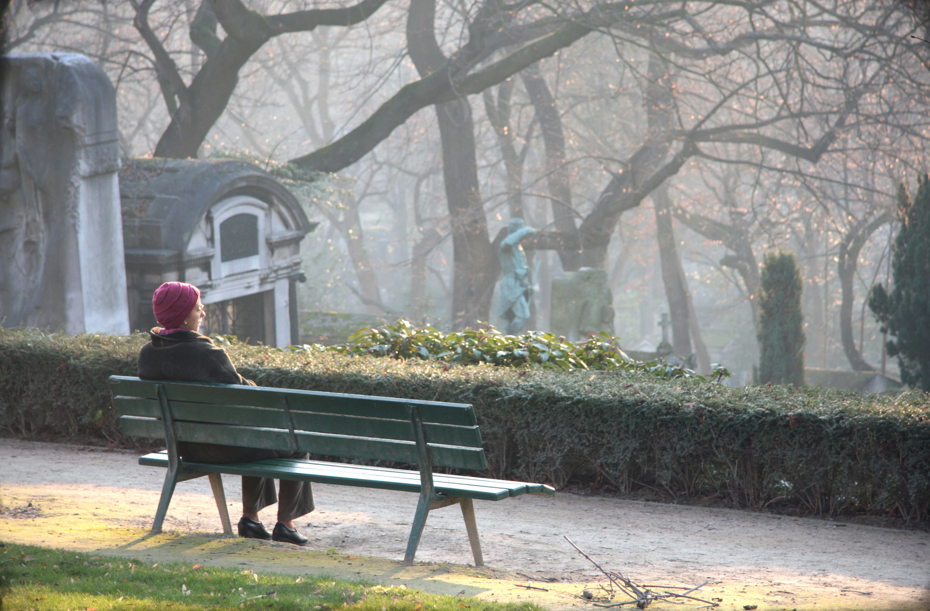 france, real people, sad, one person, rear view, leisure activity, tree, seat, full length, lifestyles, park - man made space, old, nature, architecture, HD Wallpaper