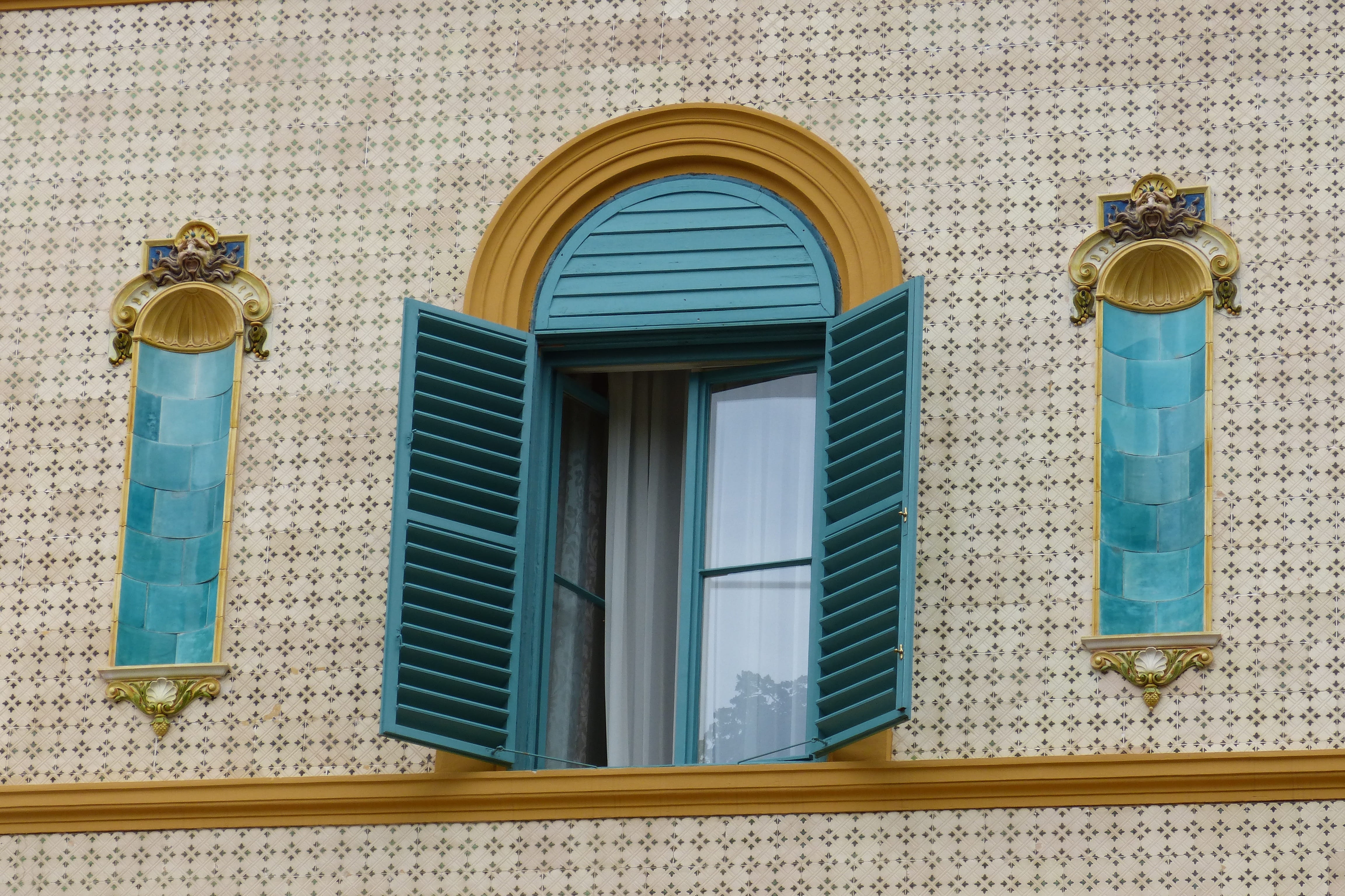4K, house, pattern, building exterior, color, fancy, yellow, city, arch, facade, window frame, closed, outdoors, hungary, building, residential district, HD Wallpaper