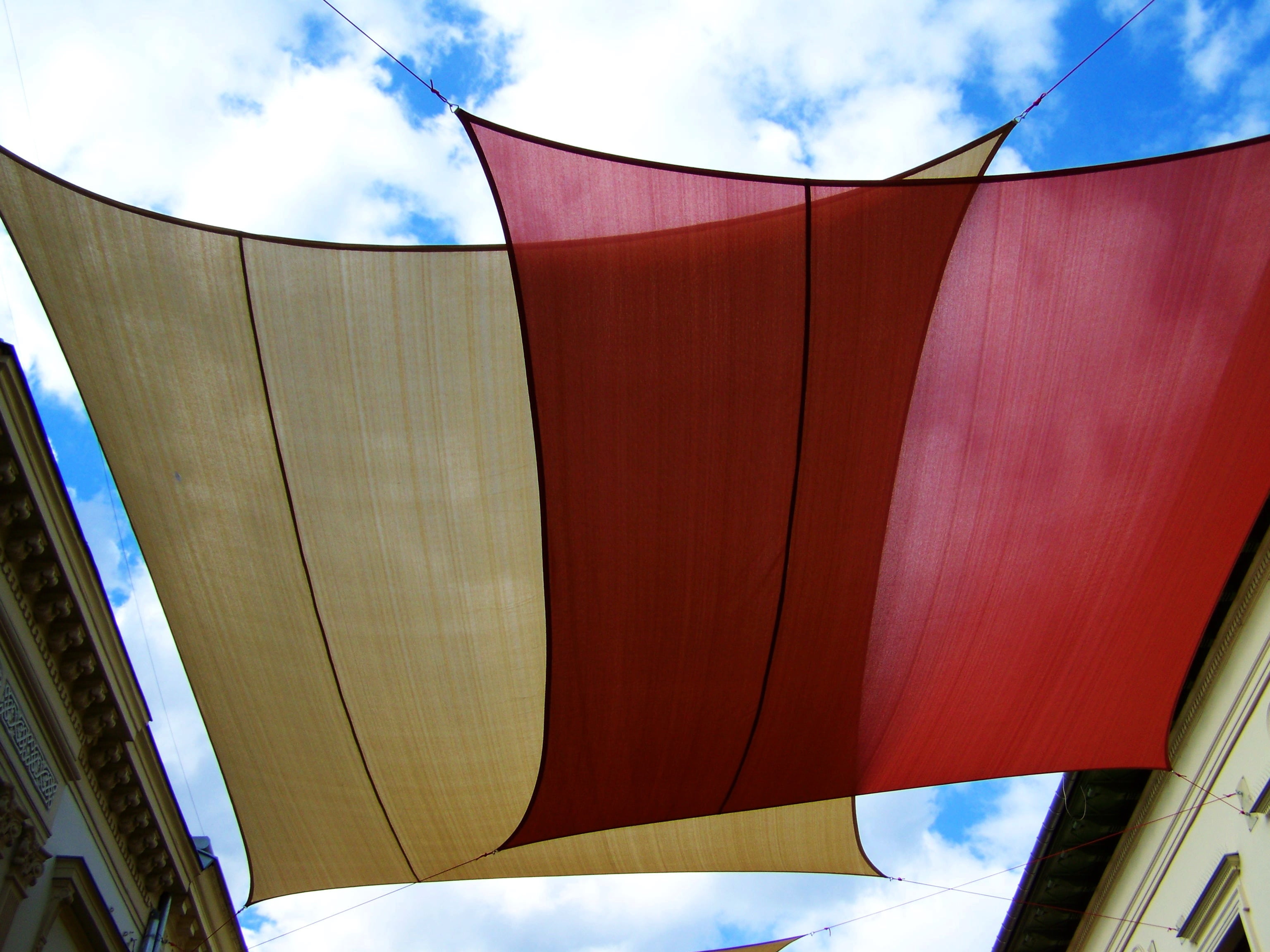 stretched canvases, walking street, outdoors, red, transportation, pattern, canvas, travel, no people, sky, nature, multi colored, air vehicle, 2K, architecture, HD Wallpaper