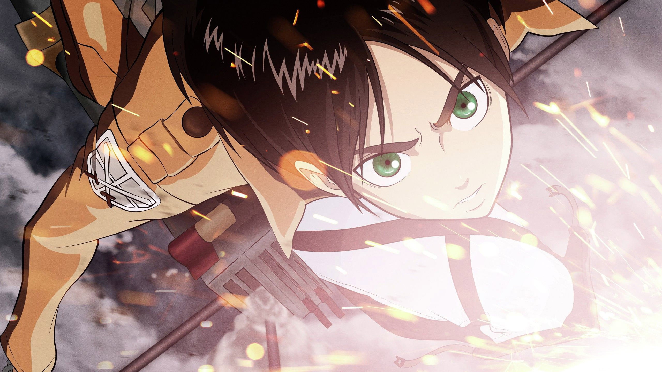 day, transportation, wheel, high angle view, Shingeki no Kyojin, motor vehicle, anime, titan, focus on foreground, close-up, mode of transportation, luxury, HD Wallpaper