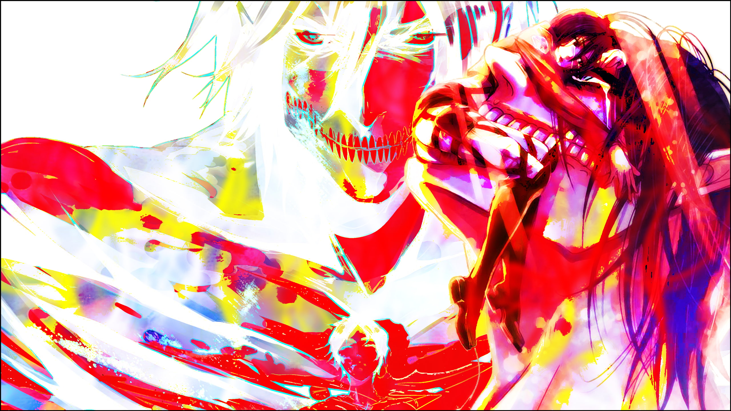 psychedelic, Mikasa Ackerman, 2K, Eren Jeager, Shingeki no Kyojin, HD Wallpaper