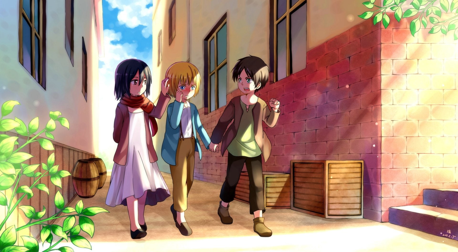 Eren Yeager, Armin Arlert, Attack On Titan, 1080P, Anime, Mikasa Ackerman, HD Wallpaper