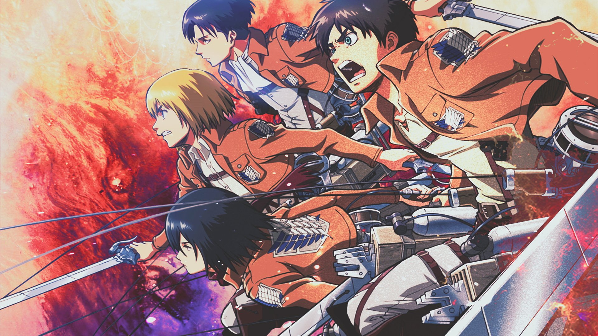 Anime, Armin Arlert, Mikasa Ackerman, Levi Ackerman, Attack On Titan, Eren Yeager, 1080P, HD Wallpaper