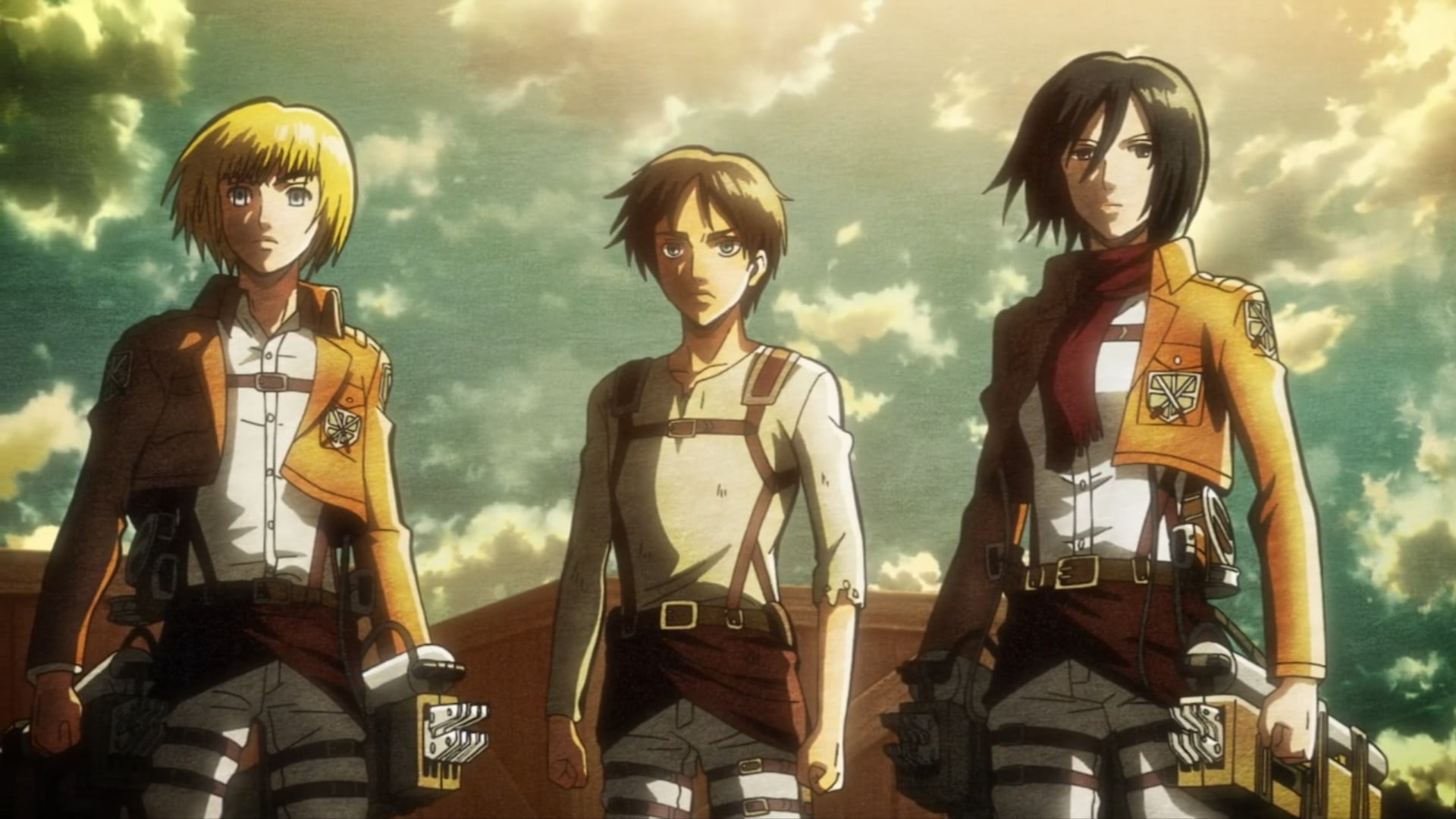 Attack On Titan, Armin Arlert, Mikasa Ackerman, Anime, Eren Yeager, 1080P, HD Wallpaper