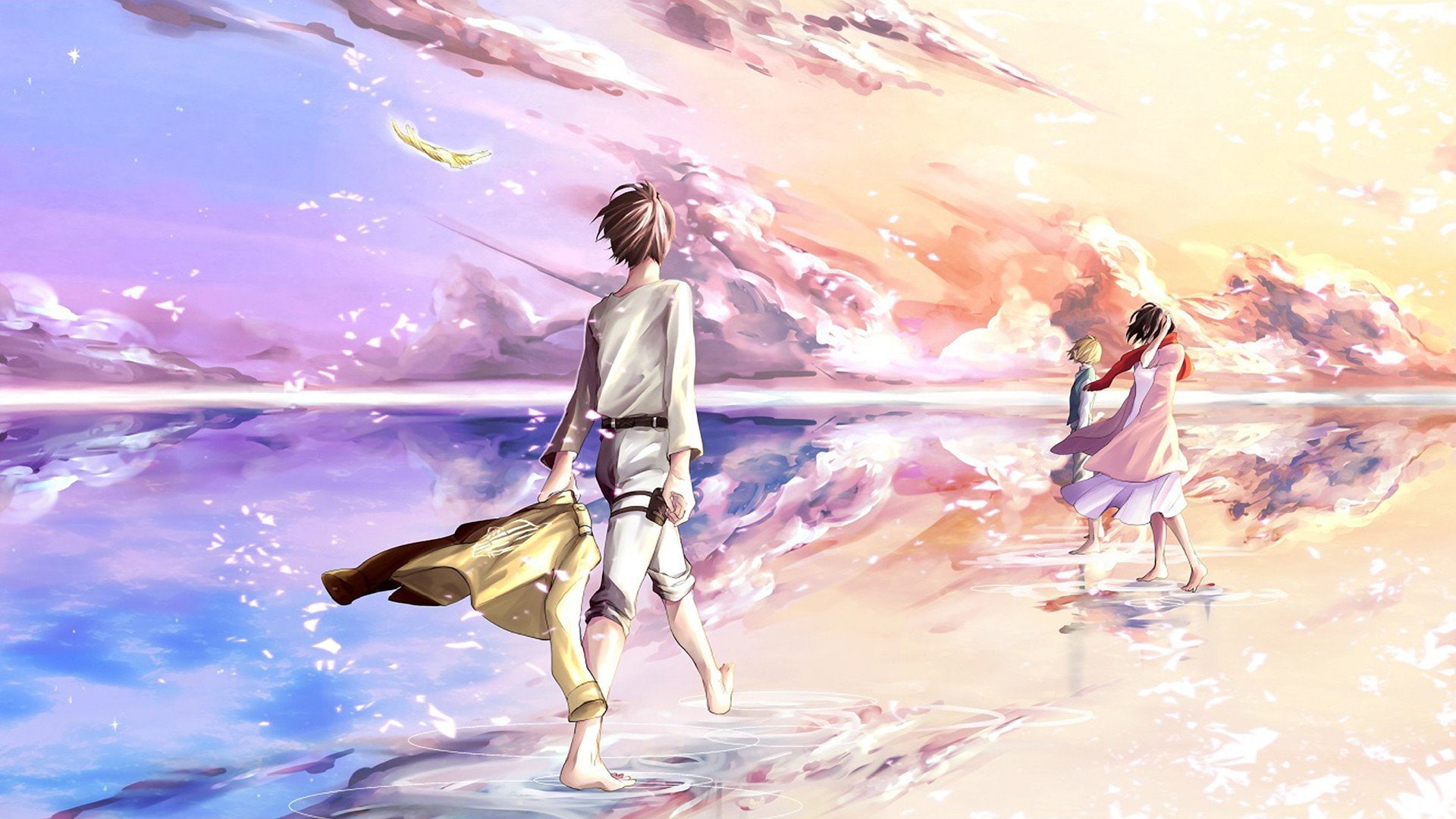 Shingeki No Kyojin, creativity, anime, real people, art and craft, 1080P, one person, women, young adult, Eren Jeager, outdoors, beauty in nature, water, HD Wallpaper