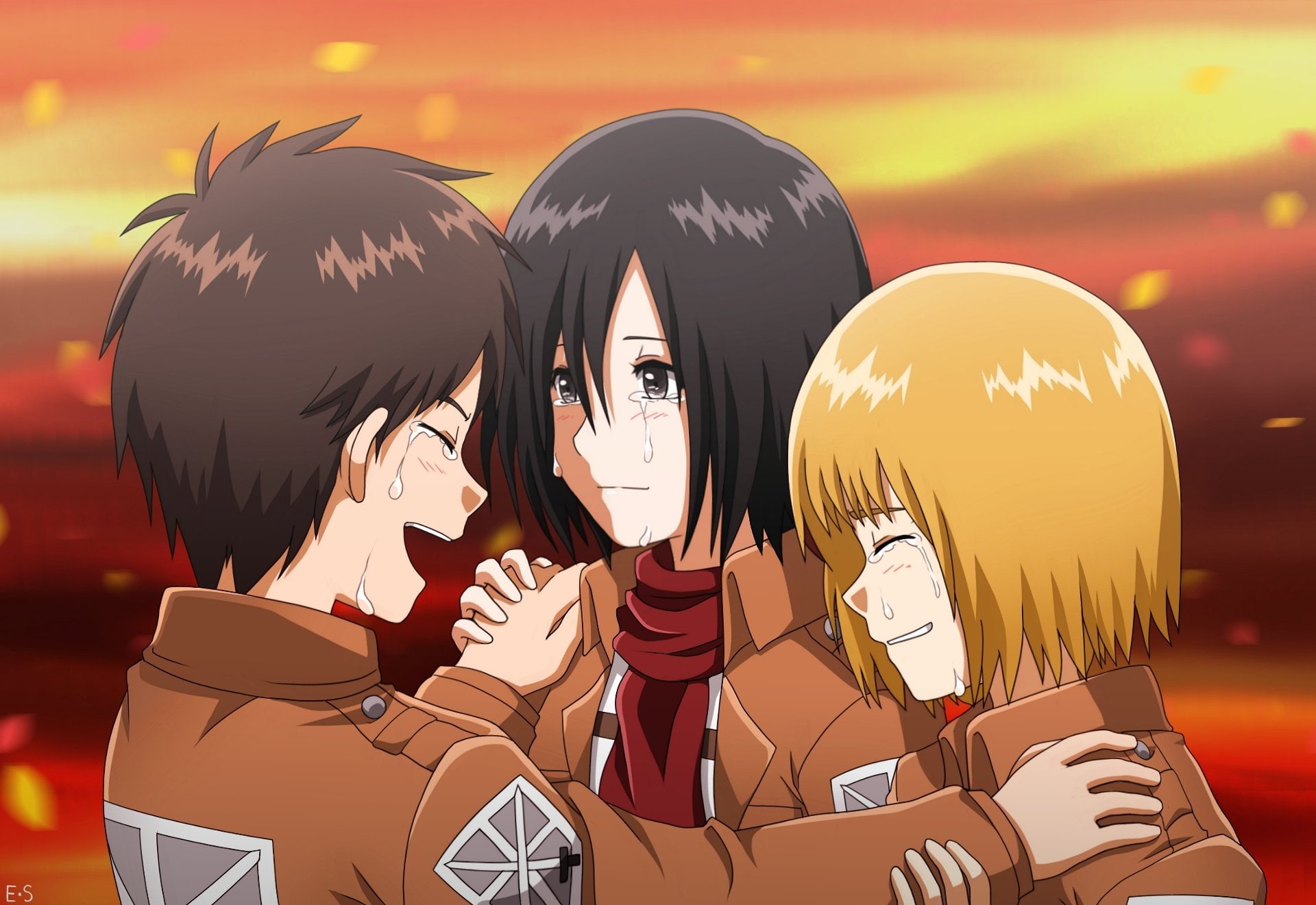 Shingeki No Kyojin, Mikasa Ackerman, 1080P, Anime, Eren Yeager, Attack On Titan, Armin Arlert, HD Wallpaper