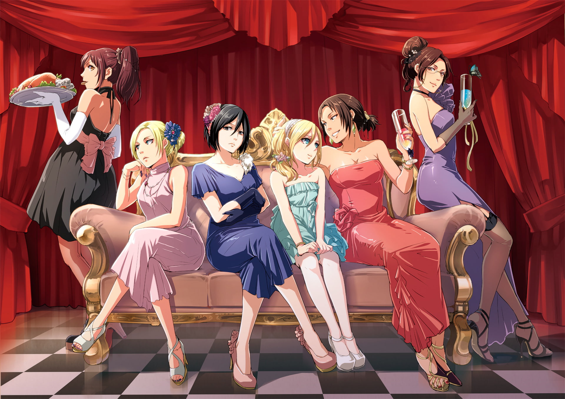 group of people, music, dancing, Hange Zoë, Blonde, Pink Dress, Sasha Blouse, Stocking, Brown Eyes, performance, stage, young adult, women, people, Blue Eyes, HD Wallpaper