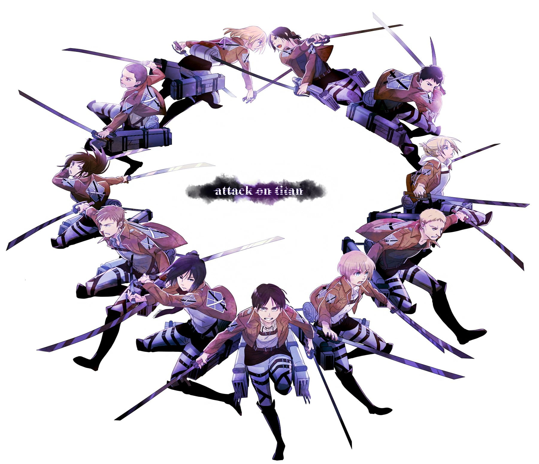 sky, purple, creativity, Historia Reiss, directly below, leisure activity, clear sky, day, Anime, Armin Arlert, white background, indoors, Ymir (Attack on Titan), HD Wallpaper