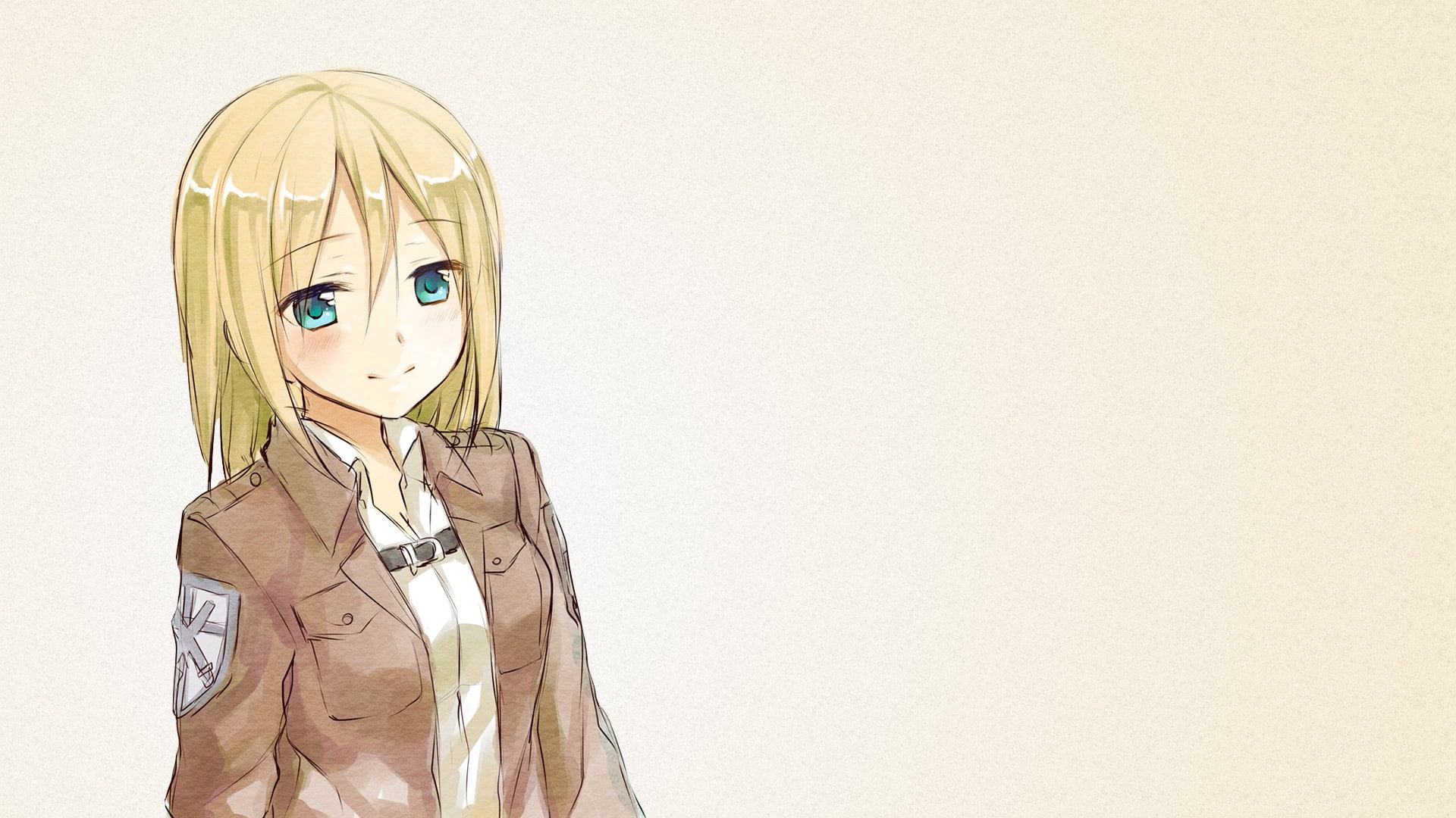 background, long, anime, blondes, christa, blue, hair, blush, 1080P, gradient, girls, renz, shingeki, kyojin, eyes, HD Wallpaper