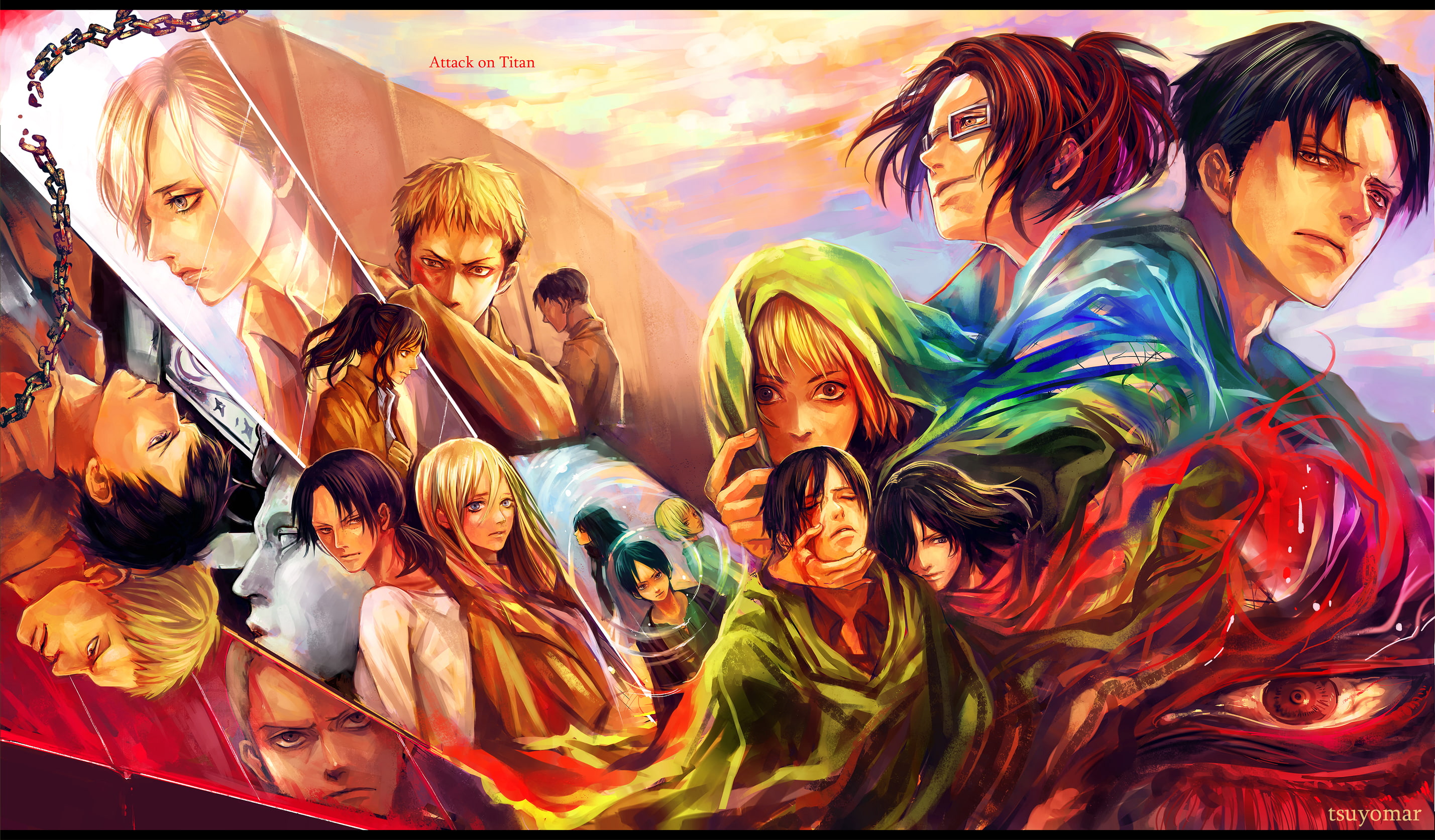 rivaille, fubar, sasha, sword, 2K, hanji, marco, bertholt, arlert, browse, shingeki, tsuyomaru, weapon, jaeger, christa, zoe, renz, bodt, braun, eren, HD Wallpaper