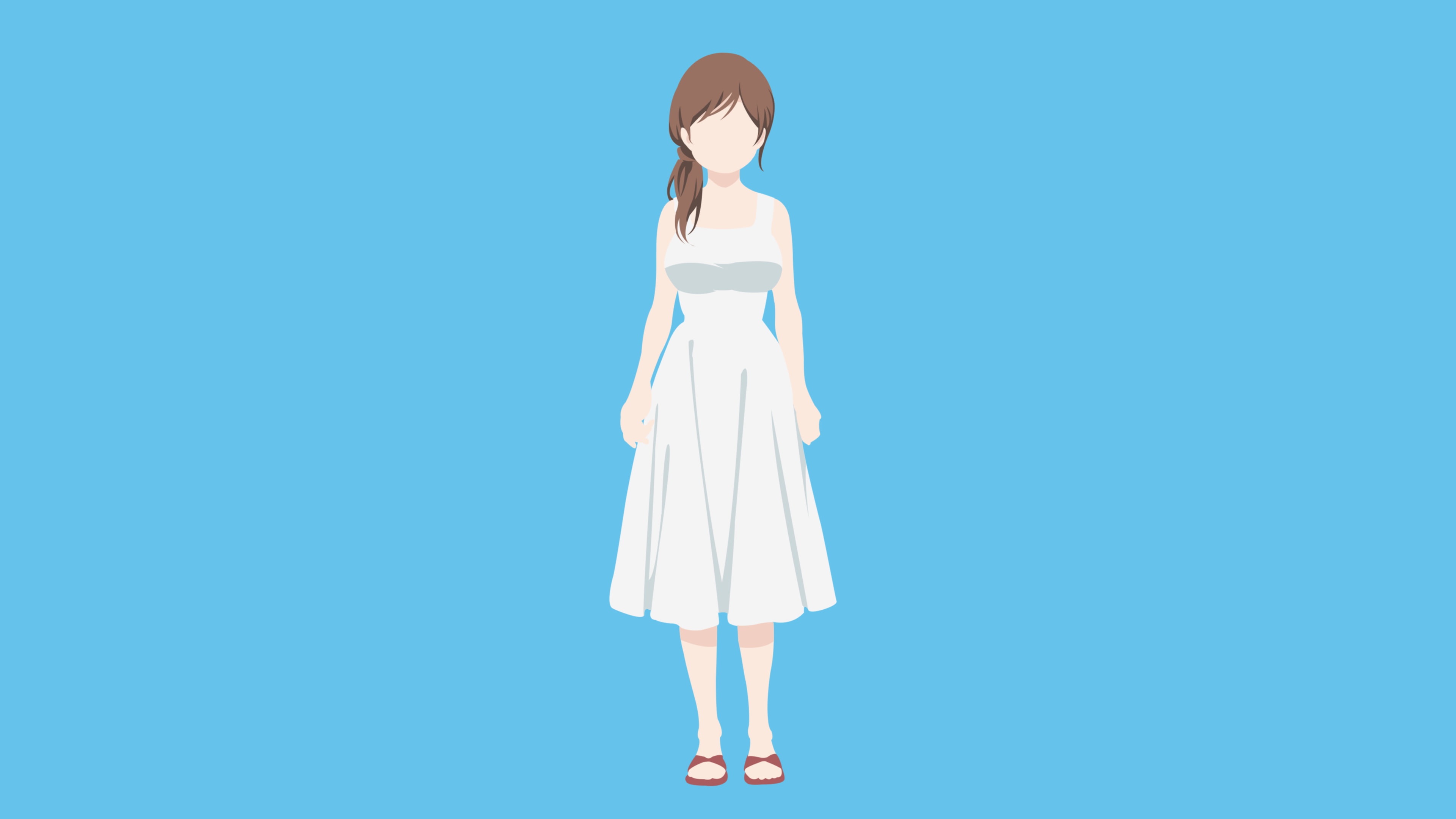 cyan background, 3-gatsu no Lion, 4K, Kawamoto Akari, cyan, anime girls, HD Wallpaper