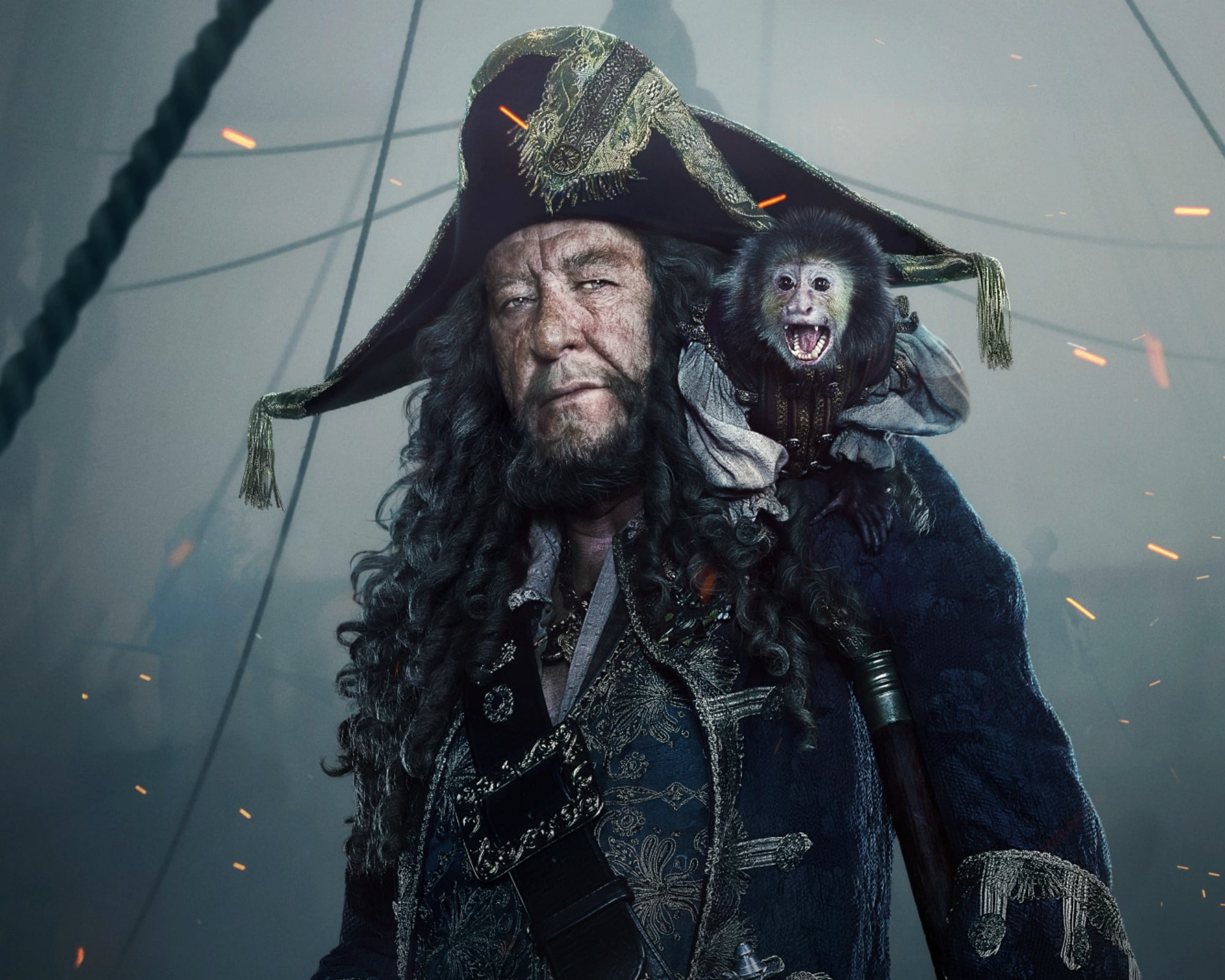 poster, man, celebration, looking at camera, real people, people, movie, mature adult, men, waist up, fantasy, spooky, Geoffrey Rush, hat, portrait, lifestyles, HD Wallpaper