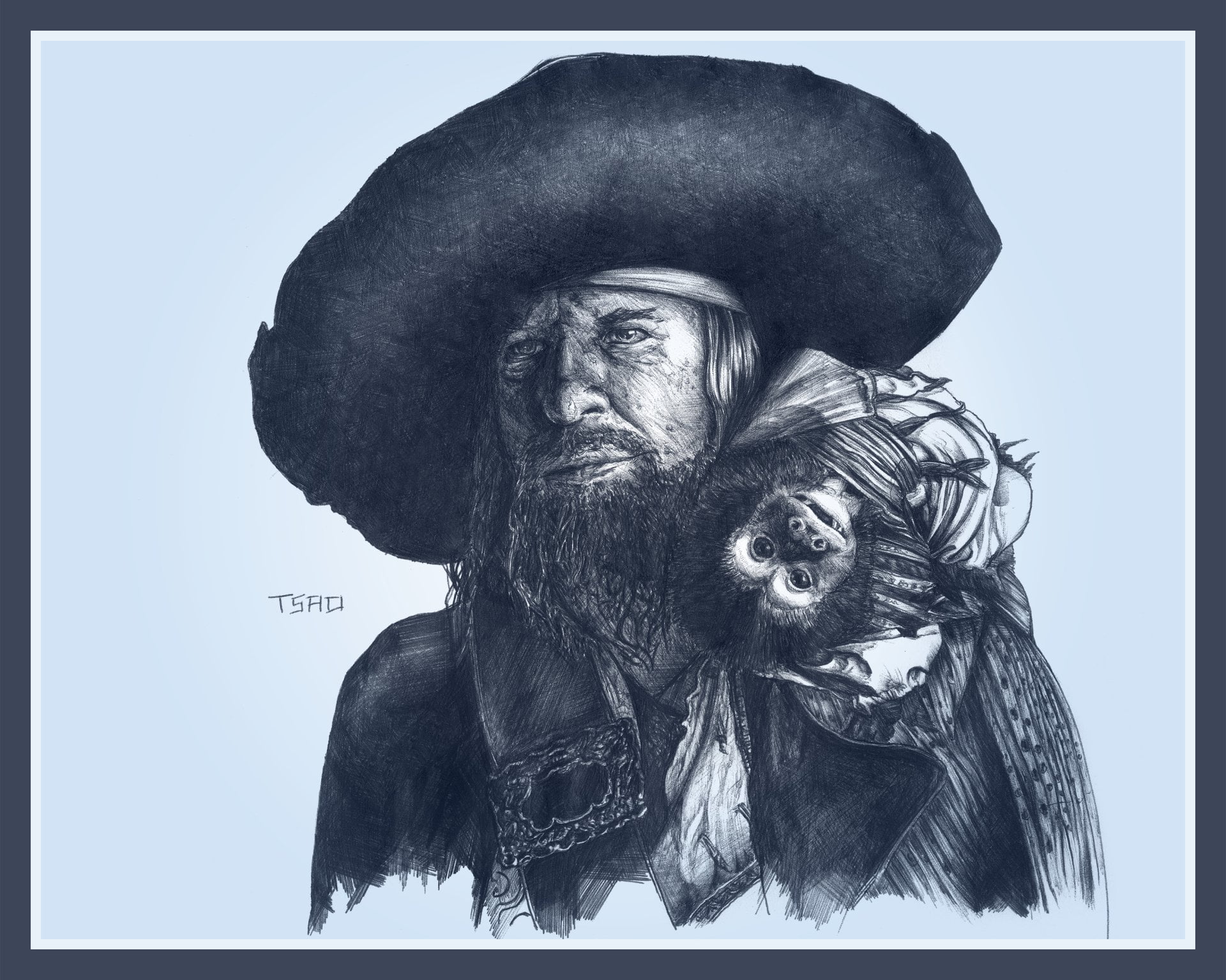 digital composite, nature, Hector Barbossa, architecture, indoors, clothing, female likeness, 1080P, representation, male likeness, headshot, transfer print, HD Wallpaper
