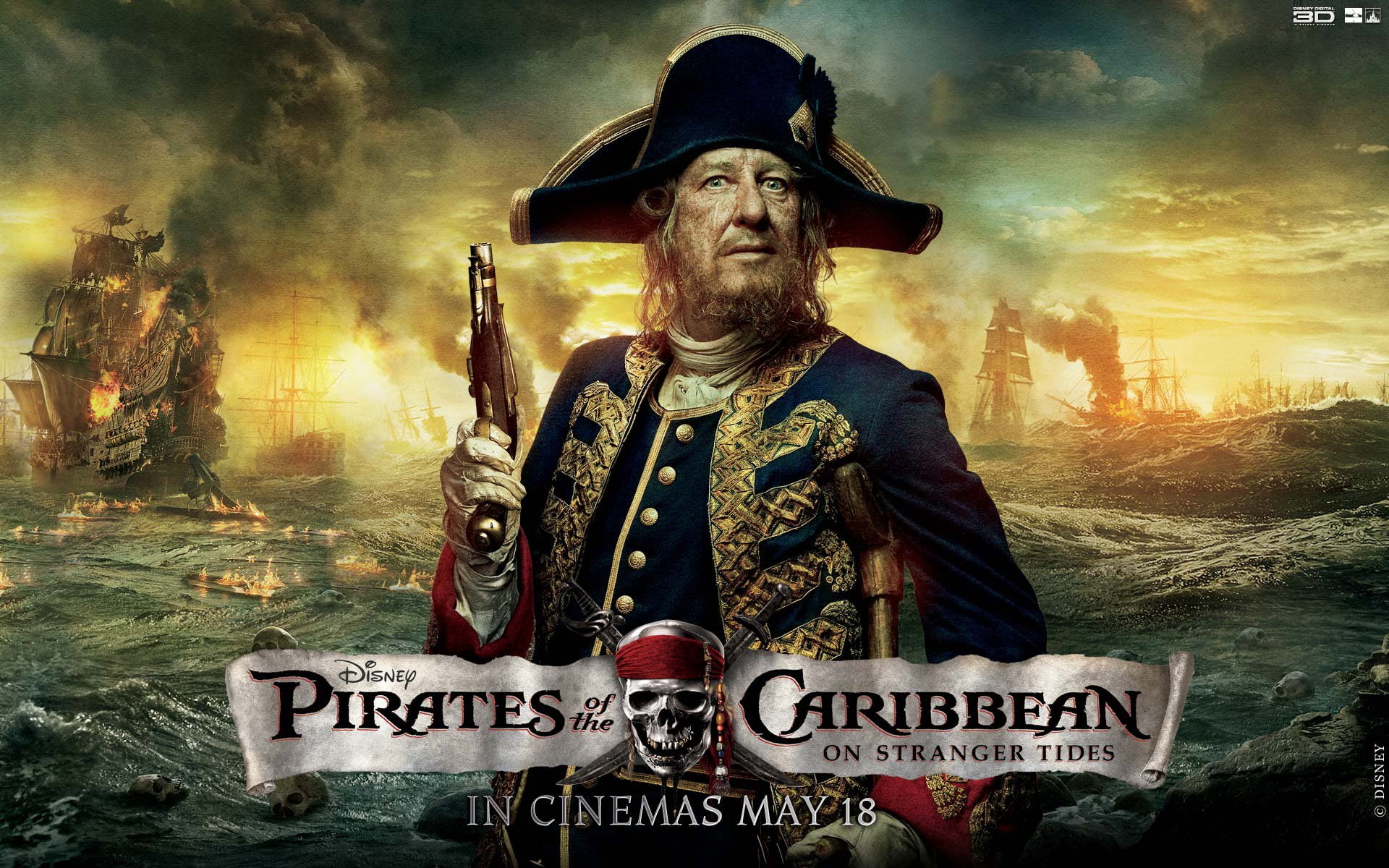 1080P, Pirates of the Caribbean: On Stranger Tides, Pirates Of The Caribbean, Geoffrey Rush, Hector Barbossa, HD Wallpaper