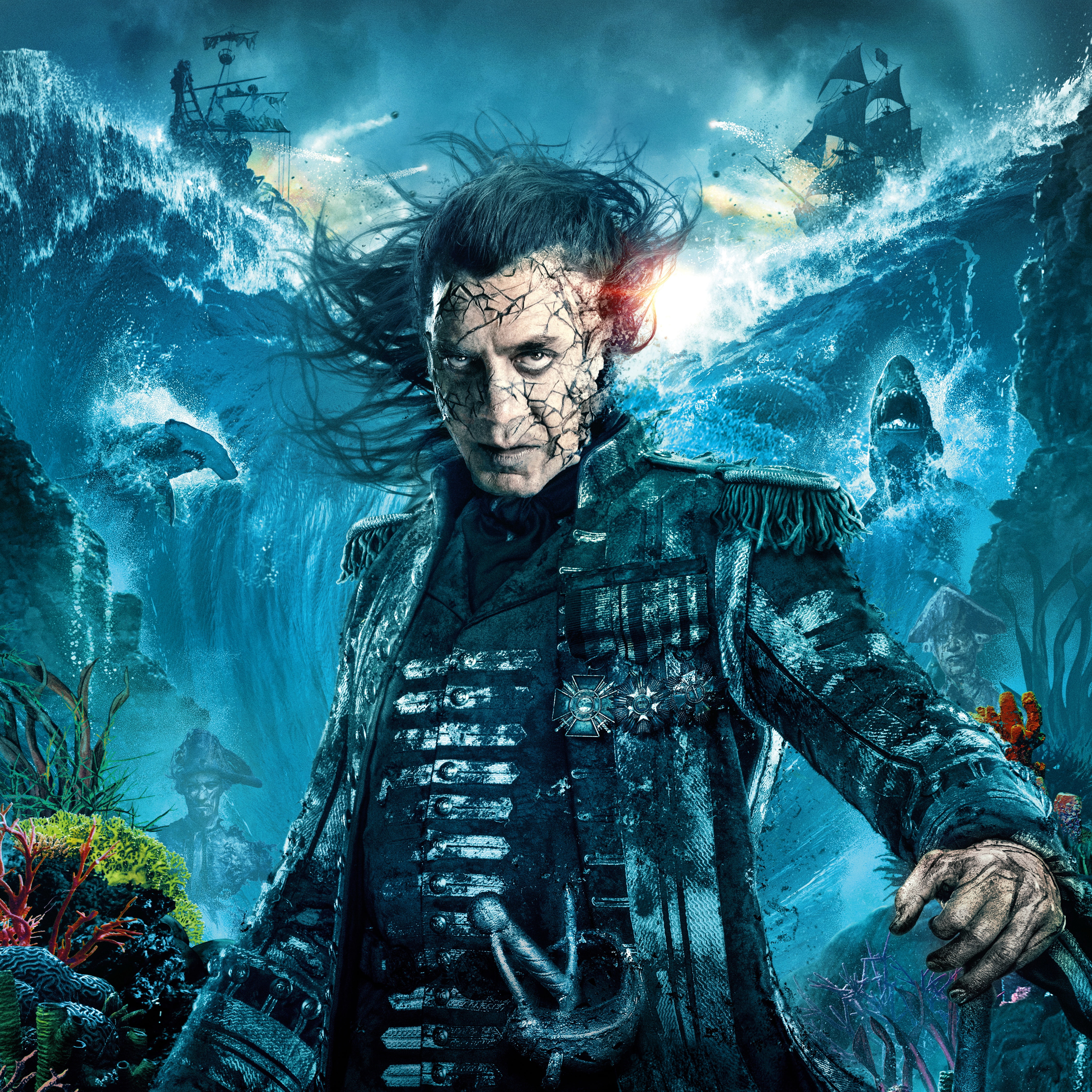 poster, Salazar, Dead men tell no tales, 4K, Captain, Pirates of the Caribbean: Dead Men Tell No Tales, fantasy, Javier Bardem, Pirates of the Caribbean, Phone HD Wallpaper