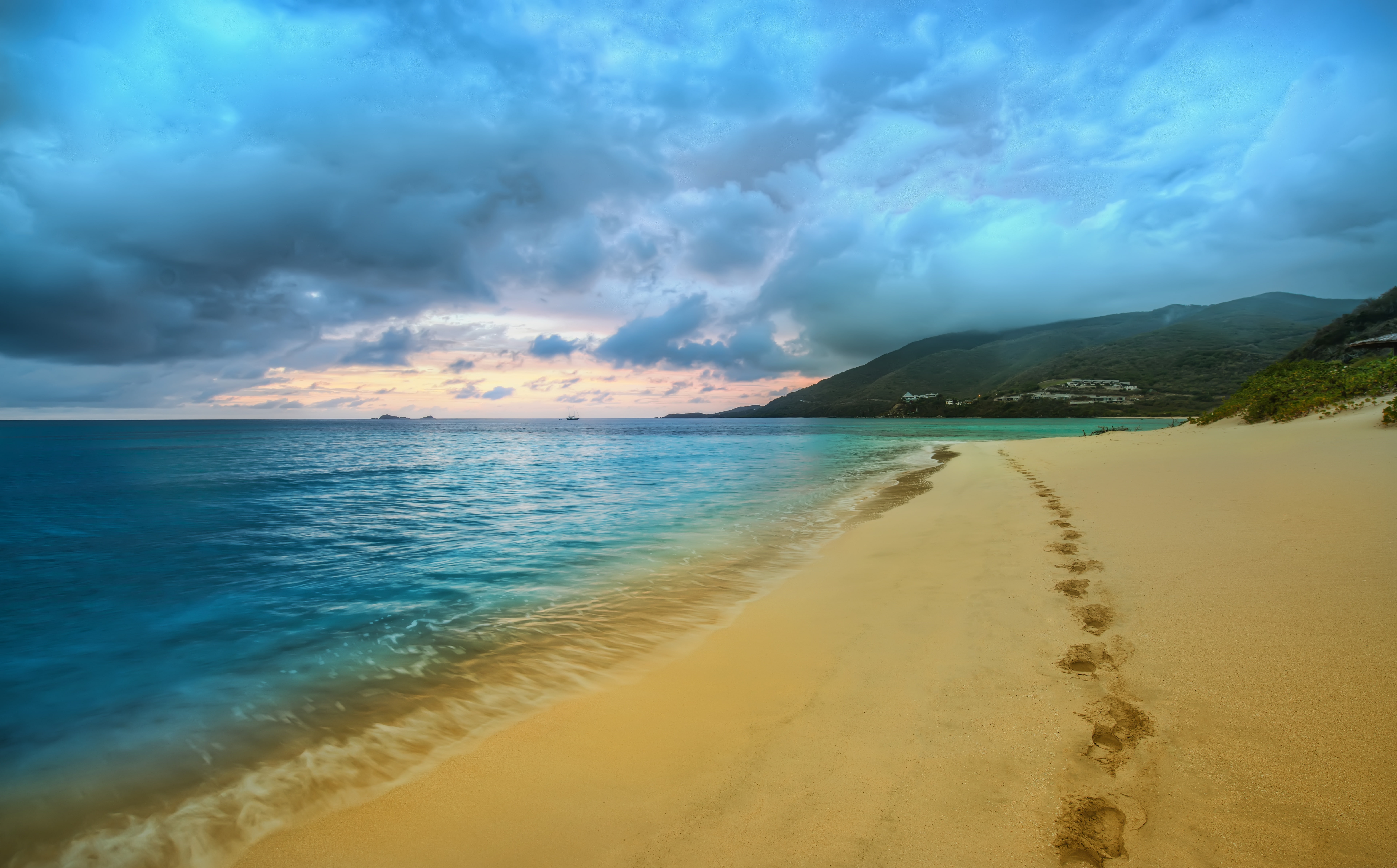 water, sand, non-urban scene, Travel, sea, horizon over water, nature, tranquility, scenics - nature, tranquil scene, sky, cloud - sky, virgingorda, britishvirginislands, HD Wallpaper