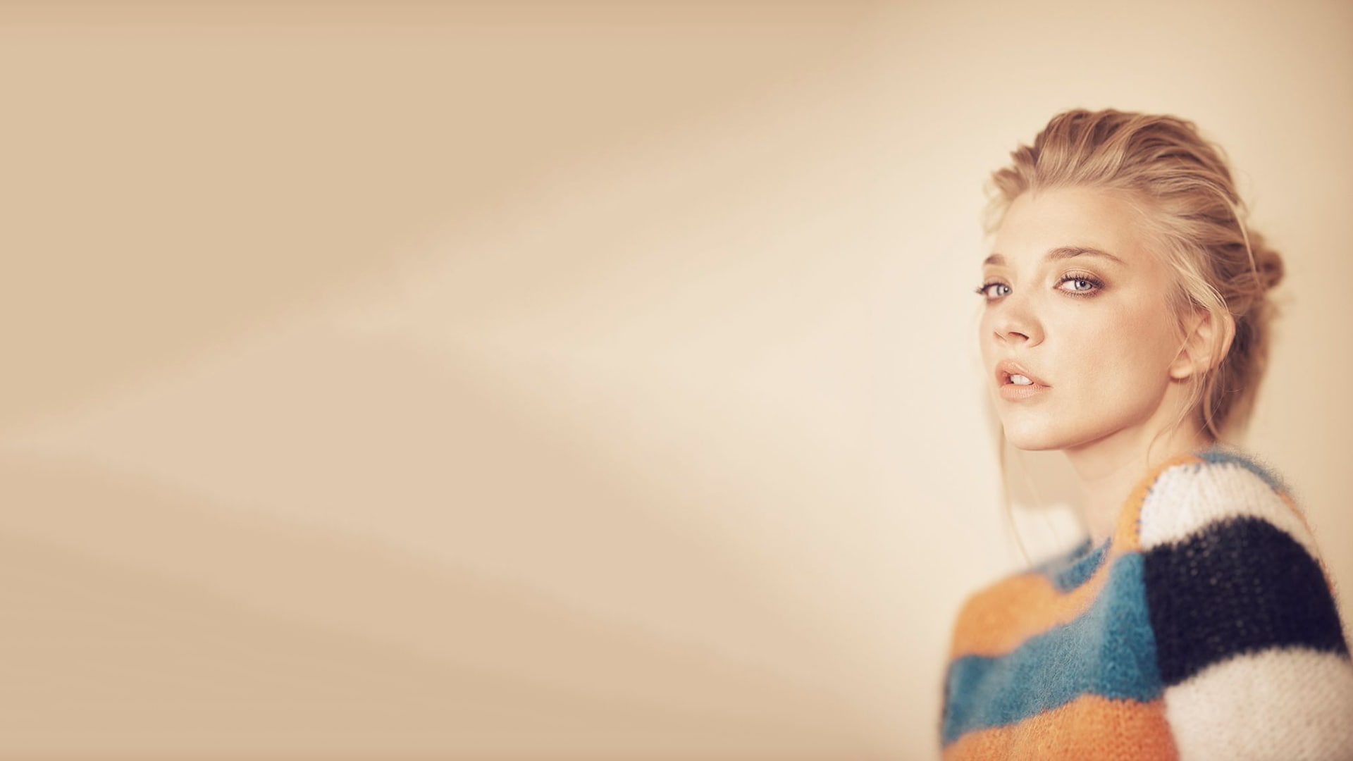 Natalie Dormer, celebrity, women, striped sweaters, blonde, 1080P, HD Wallpaper