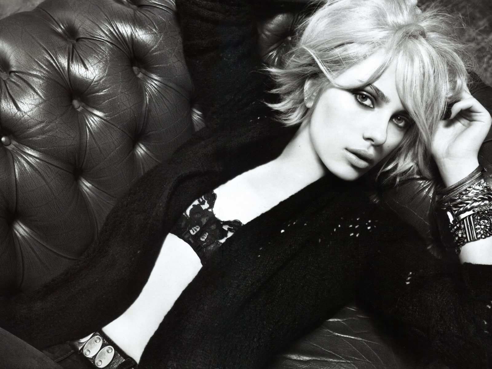 grayscale, Scarlett Johansson, 720P, woman, photography, Actresses, HD Wallpaper