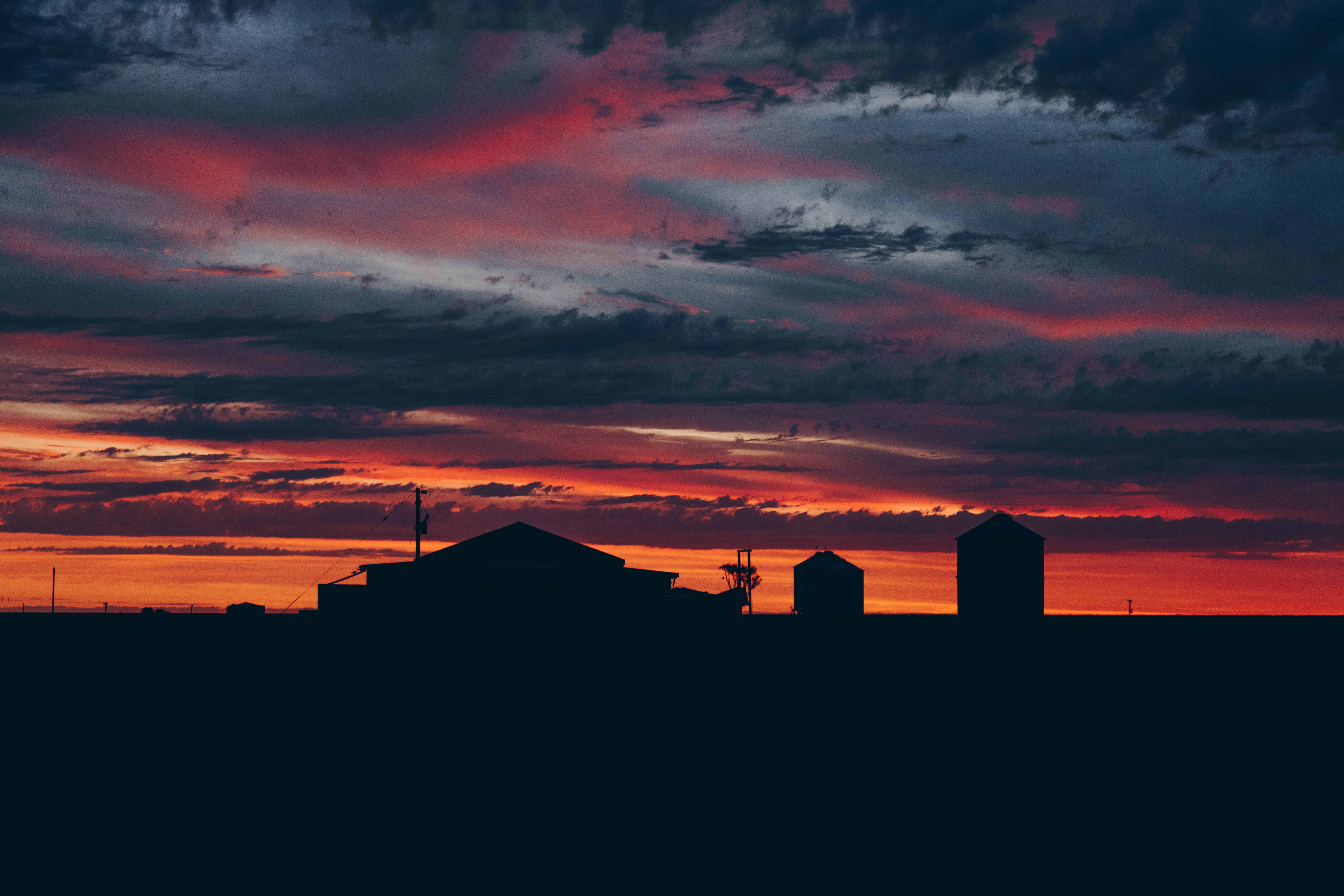 pink, building, tranquil scene, architecture, orange, hour, plain, photography, sunset, idyllic, landscape, contrast, scenics - nature, sky, beauty in nature, HD Wallpaper