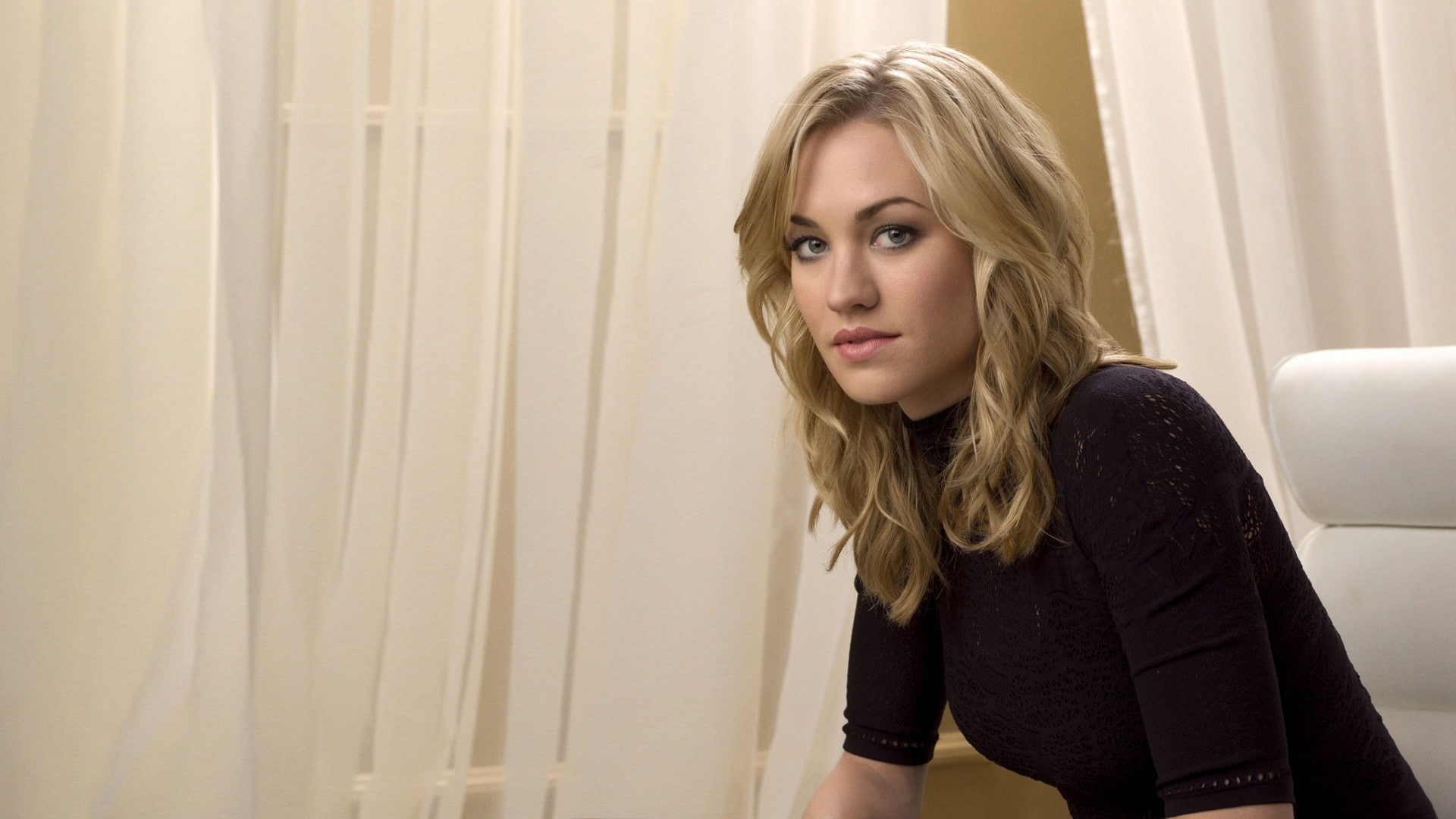 young women, hair, home interior, model, face, beautiful woman, one person, beauty, curtain, portrait, Yvonne Strahovski, hairstyle, indoors, contemplation, HD Wallpaper