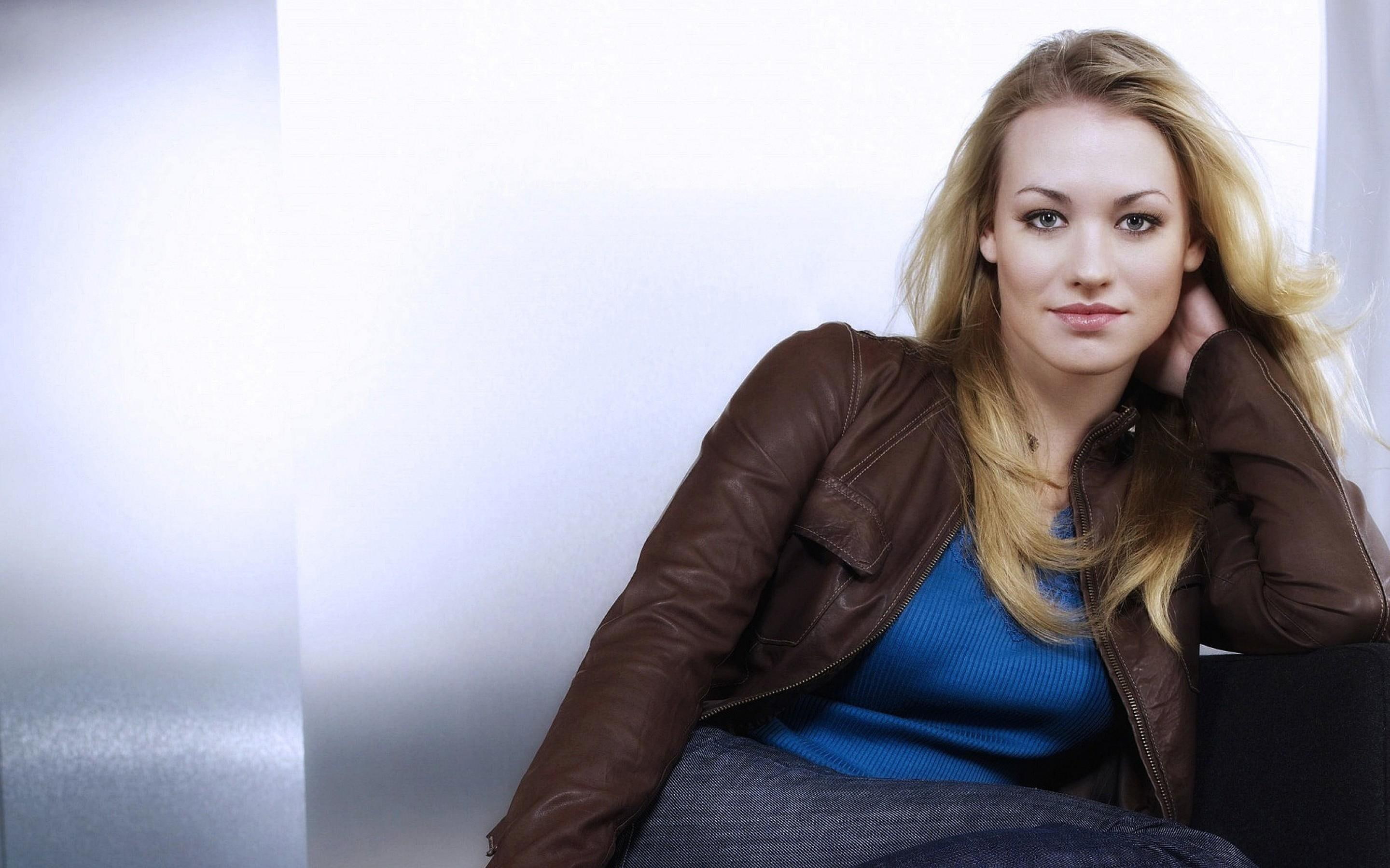 s, 2K, jacket, brown, full, yvonne, strahovski yvonne, women, strahovski, zip, leather, HD Wallpaper