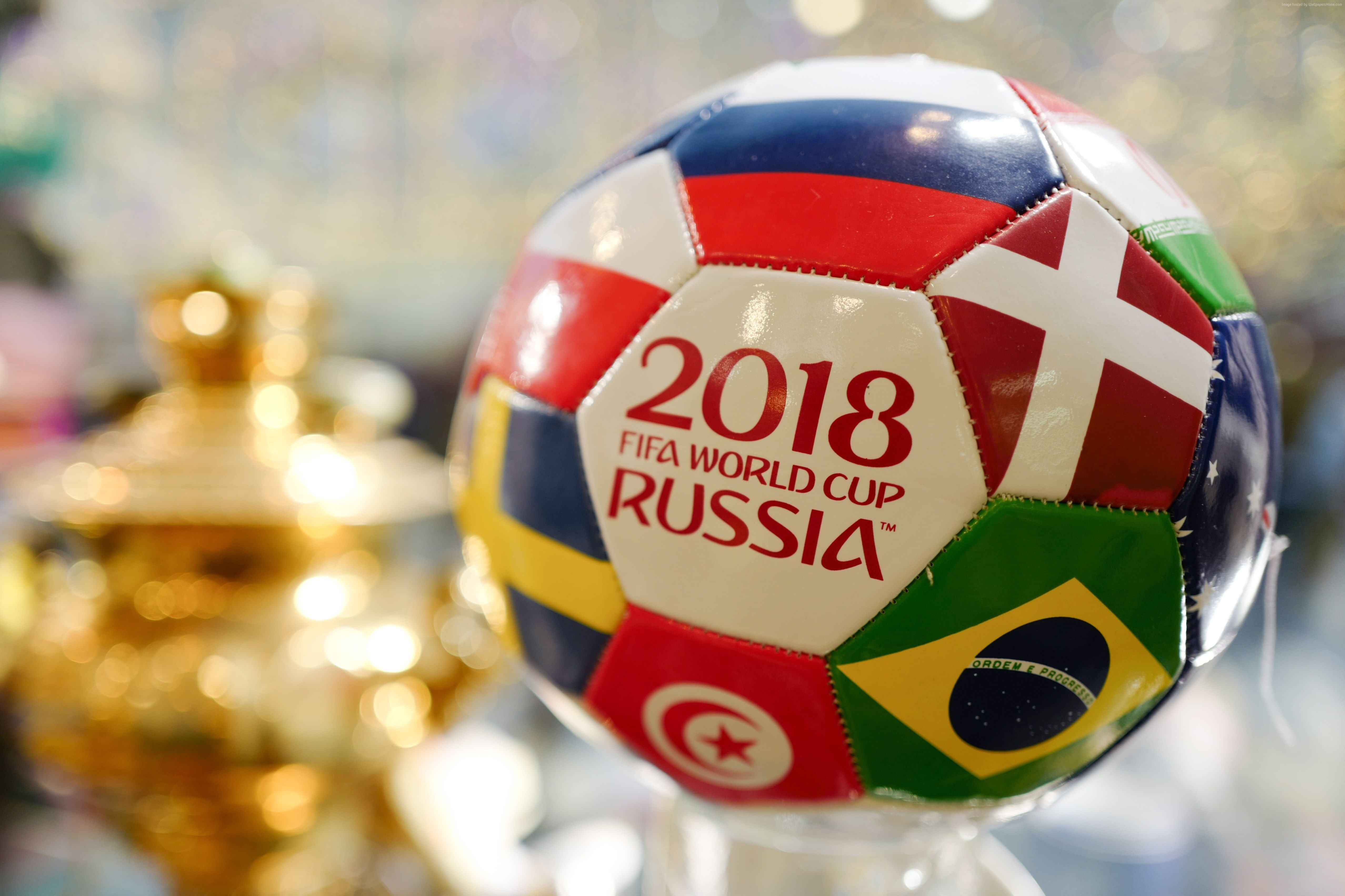 text, indoors, close-up, still life, multi colored, design, decoration, 4K, soccer, event, shiny, 5K, focus on foreground, 2018 FIFA World Cup Russia, HD Wallpaper