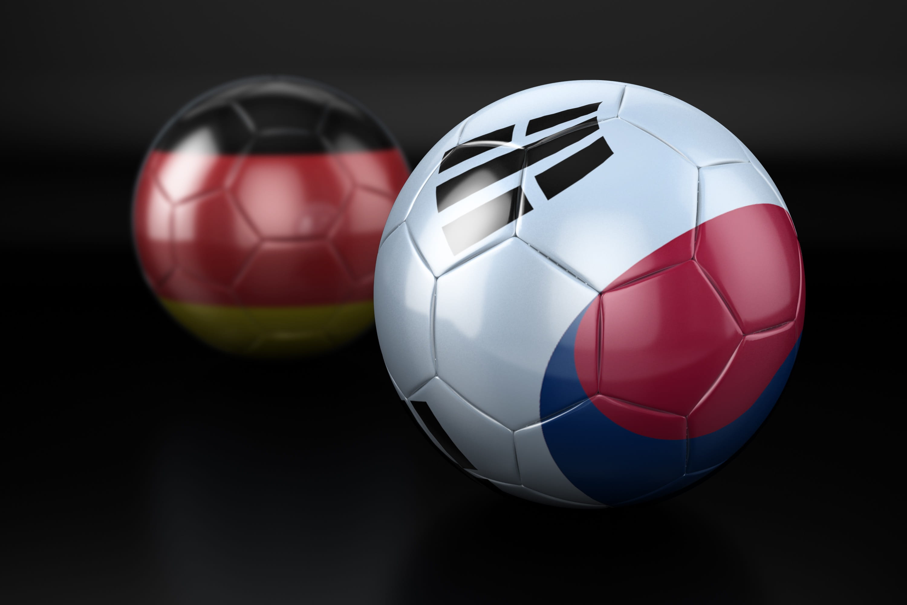 multi colored, black color, sport, close-up, 2K, studio shot, flag, black background, shape, germany, football world cup 2018, ball, sports equipment, HD Wallpaper