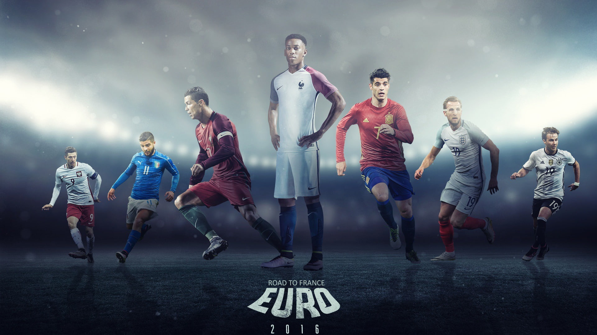 young adult, people, effort, activity, sky, digital composite, vitality, lifestyles, player, running, cloud - sky, women, uefa, men, competition, football, HD Wallpaper