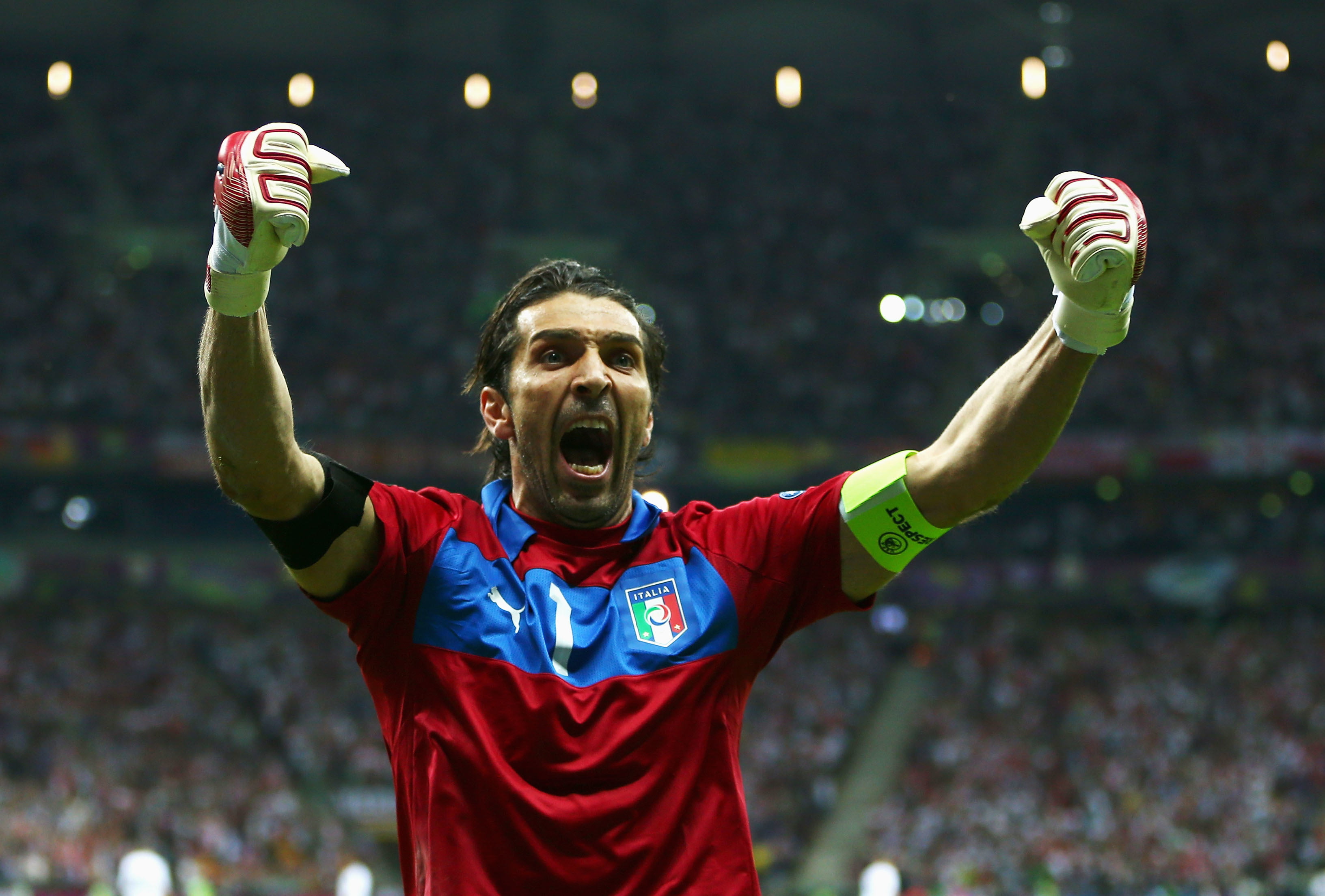 Series A, Juventus, Euro 2012, Serie A, stadium, Gianluigi Buffon, mouth open, celebration, happiness, t, award, young adult, excitement, spectator, red, HD Wallpaper