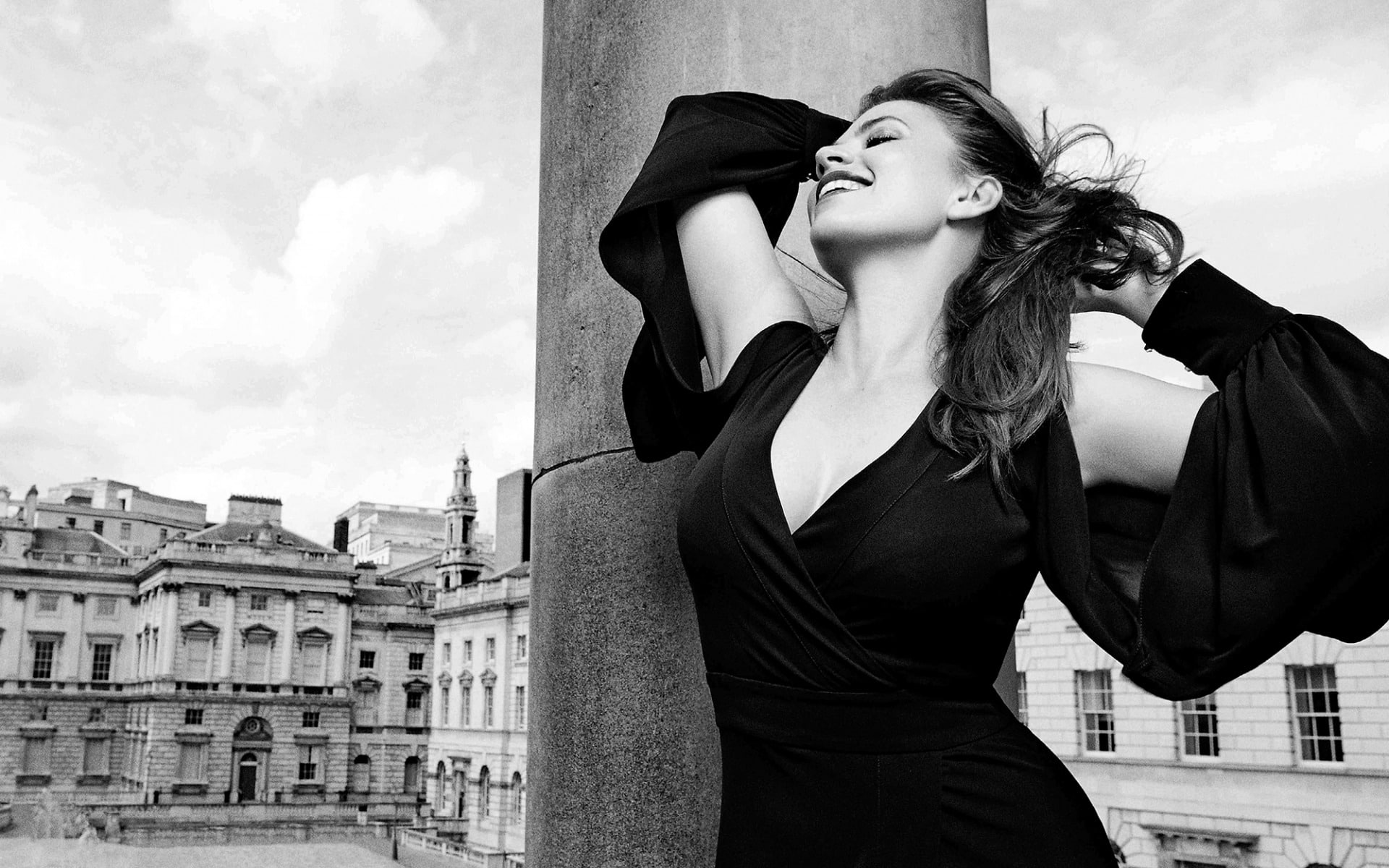 black, white, 1080P, hayley, atwell, HD Wallpaper