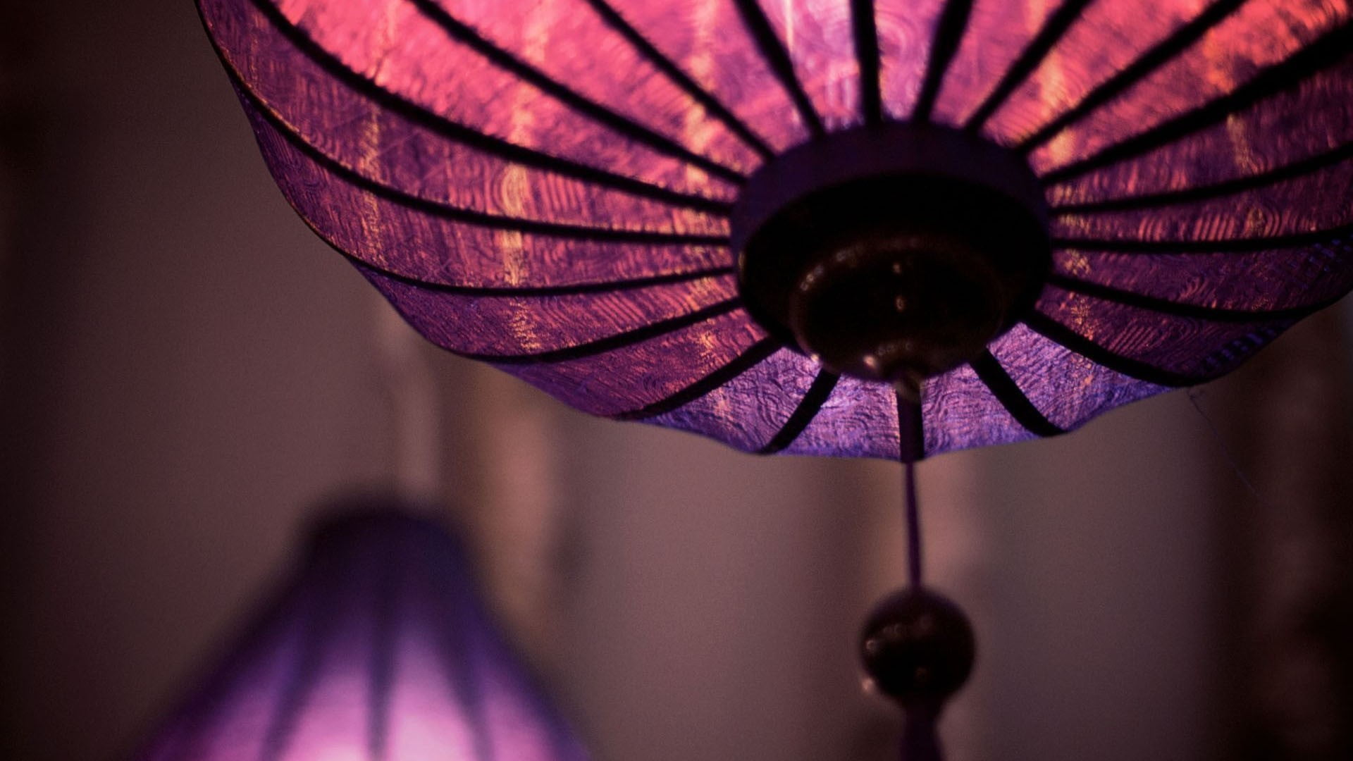 purple, indoors, focus on foreground, pink, depth of field, selective focus, pattern, celebration, nightlife, lantern, electric lamp, decoration, hanging, HD Wallpaper