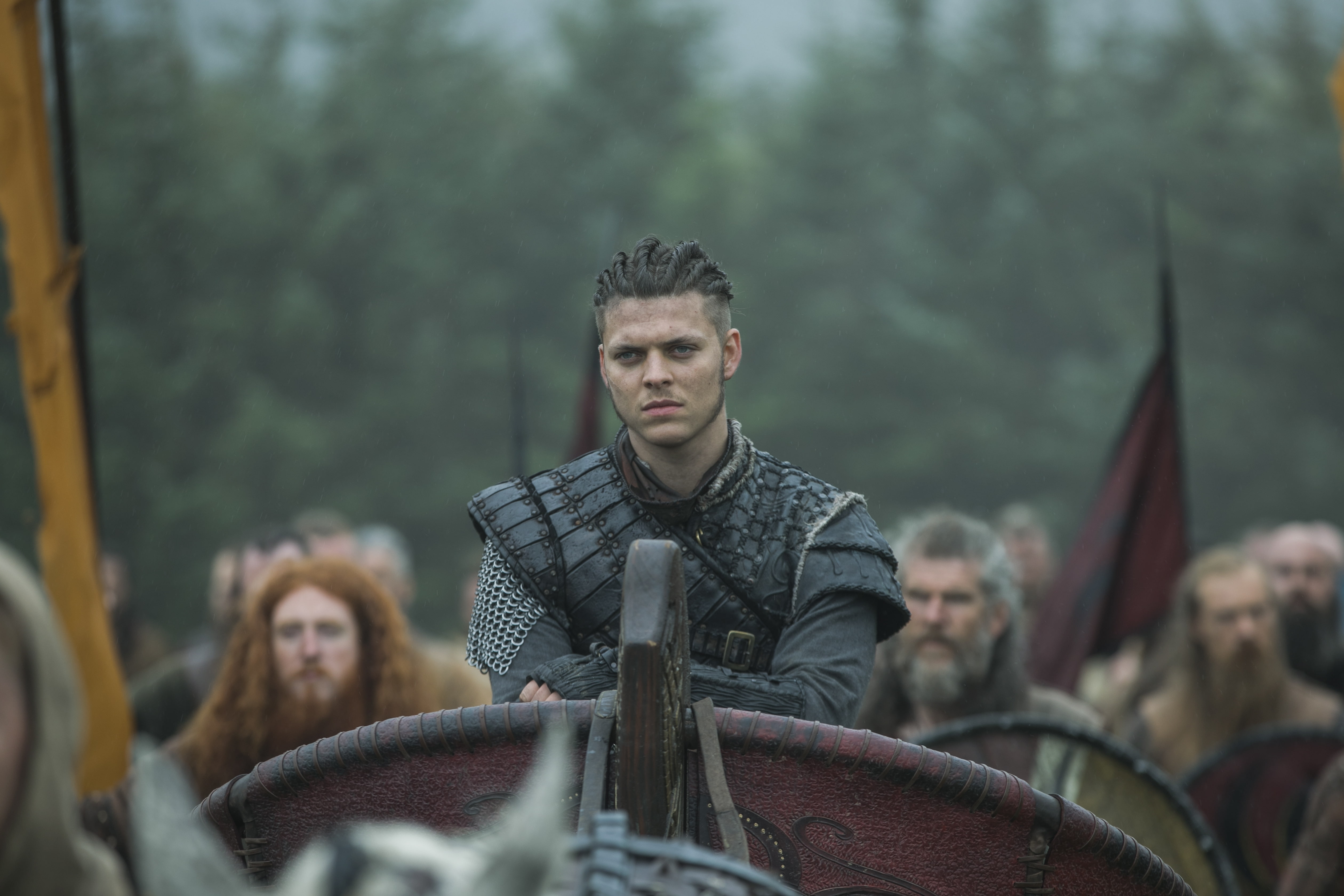 selective focus, leisure activity, focus on foreground, young men, 4K, vikings, people, holding, outdoors, Movies, clothing, men, casual clothing, arts culture and entertainment, HD Wallpaper