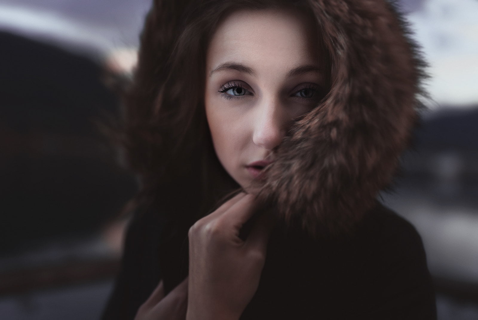 fur, young women, close-up, adolescence, coats, young adult, beauty, hairstyle, hair, teenager, model, focus on foreground, looking at camera, beautiful woman, HD Wallpaper