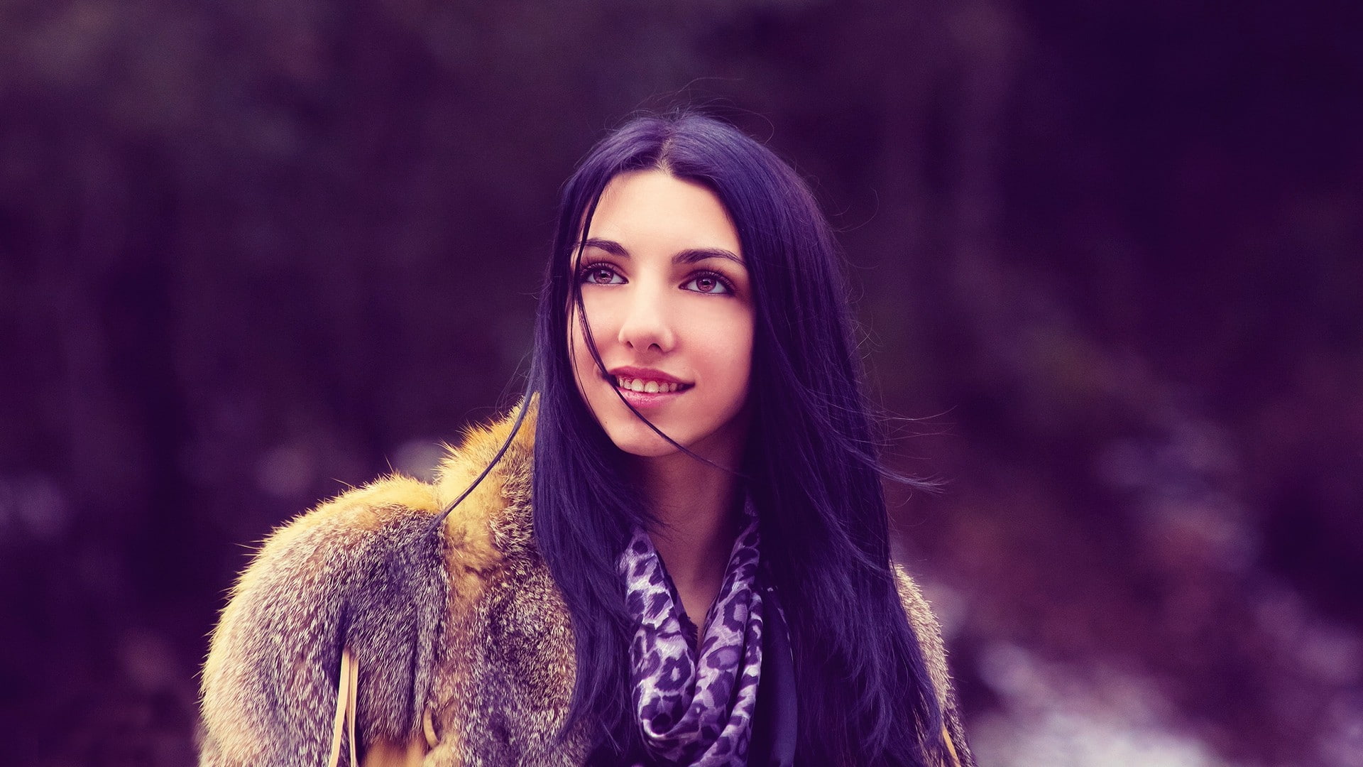 women, fur coats, 1080P, snow, model, HD Wallpaper