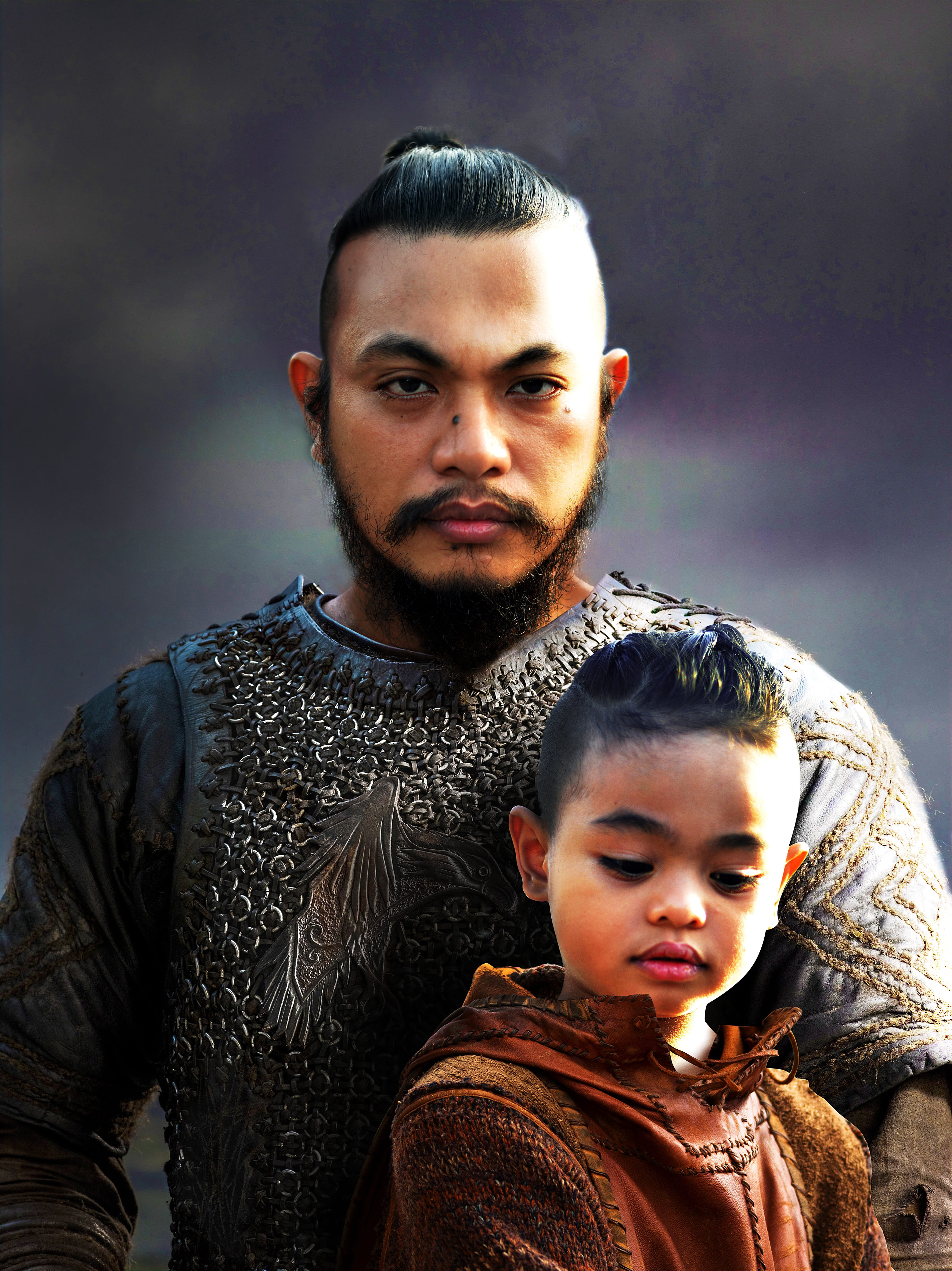 young men, costume, looking at camera, casual clothing, reenactment, 5K, portrait, vikings, beard, medieval, armor, lifestyles, family, bonding, positive emotion, Phone HD Wallpaper