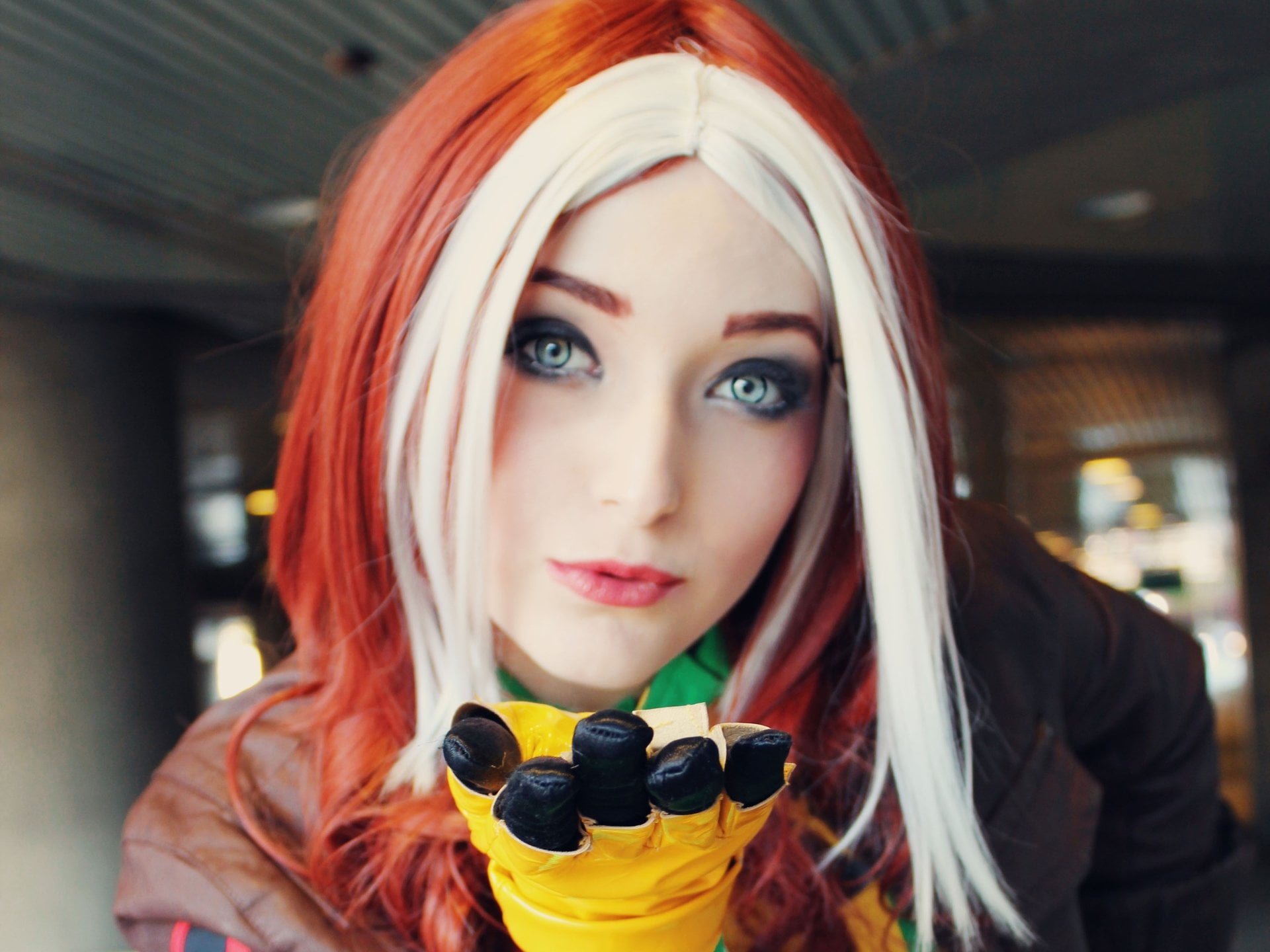 young adult, portrait, close-up, brown, teenager, adult, scarf, young women, dyed hair, X-Men, redhead, blond hair, looking at camera, beautiful woman, HD Wallpaper
