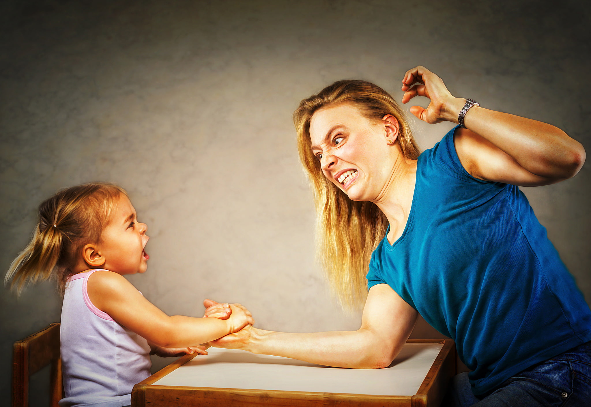 girl, 1080P, mom, Arm Wrestling, victory, HD Wallpaper