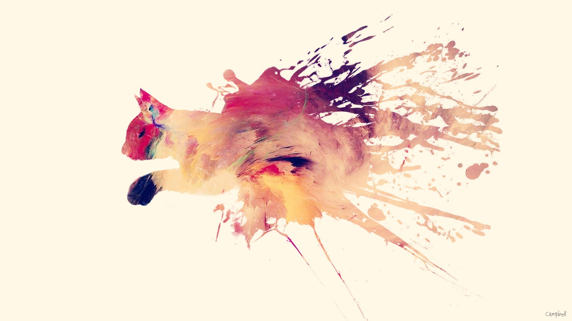 nature, animals, cat, red, painting, no people, animal wildlife, copy space, flower, splashes, digital composite, brown, animal, underwater, cut out, motion, HD Wallpaper
