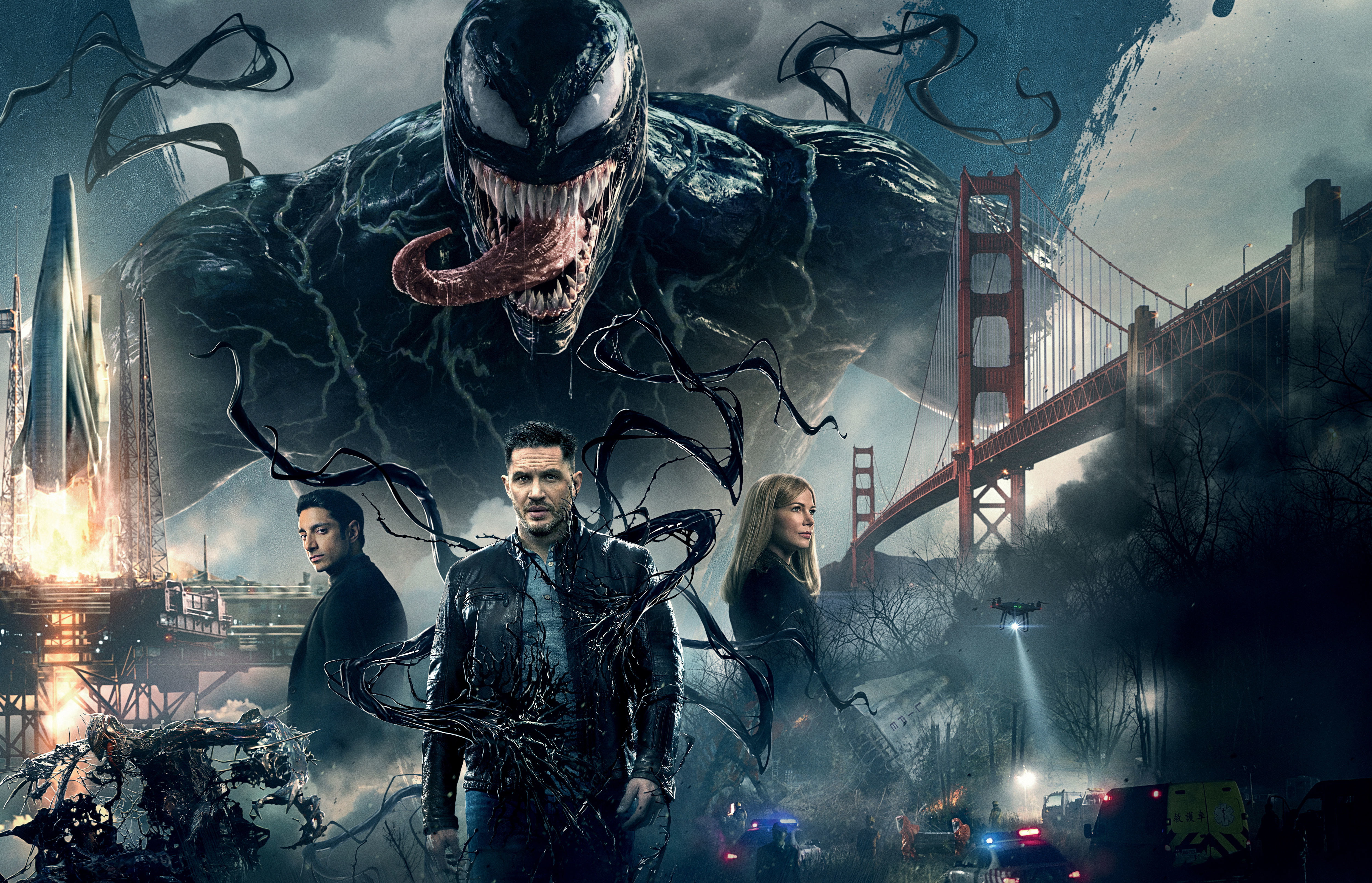 tom, promotional, michelle, hardy, art, riz, williams, ahmed, 4K, venom, HD Wallpaper