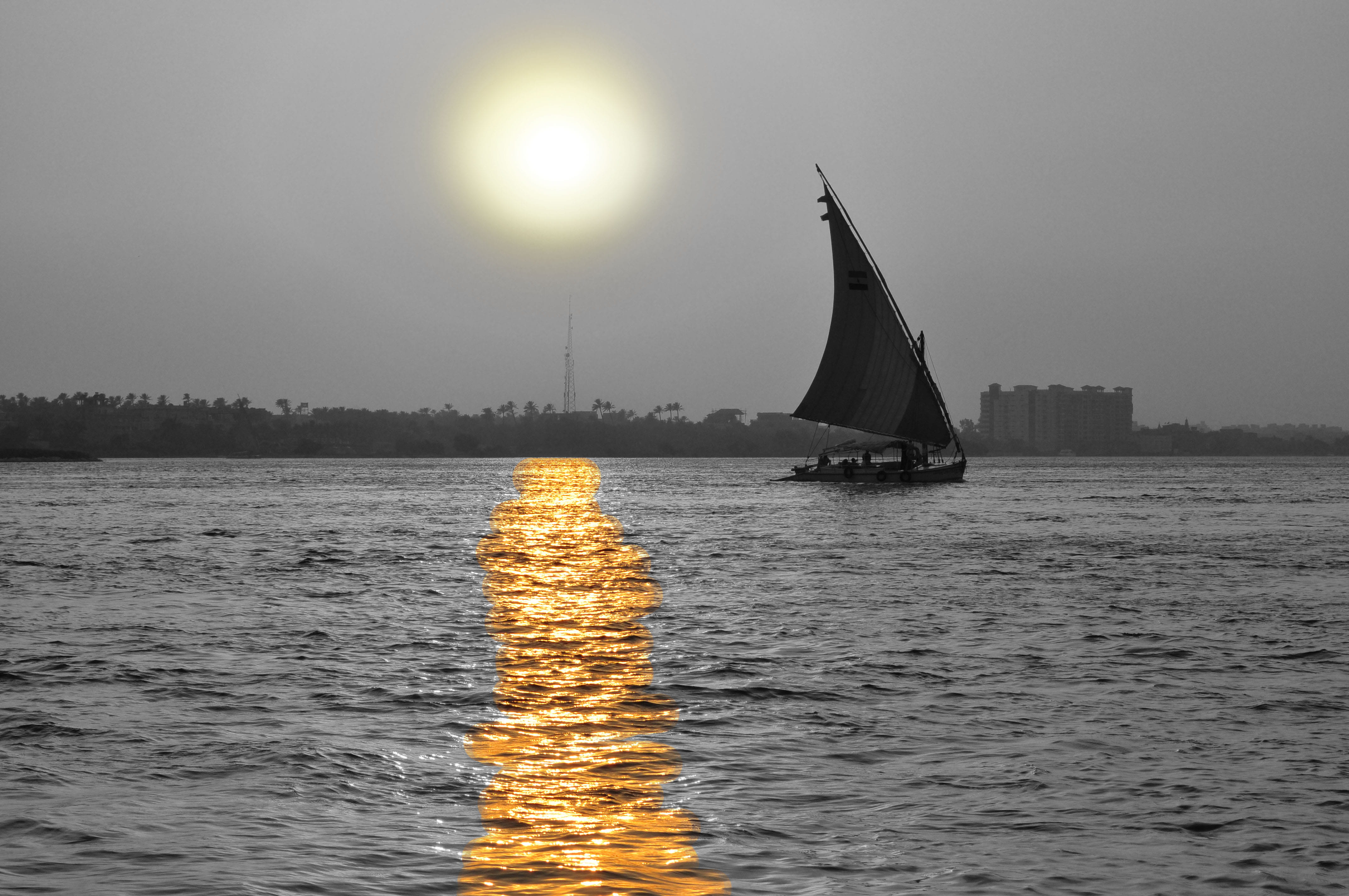 4K, nautical vessel, mode of transportation, sailing, built structure, water, scenics - nature, sailboat, architecture, cairo governorate, sky, transportation, HD Wallpaper