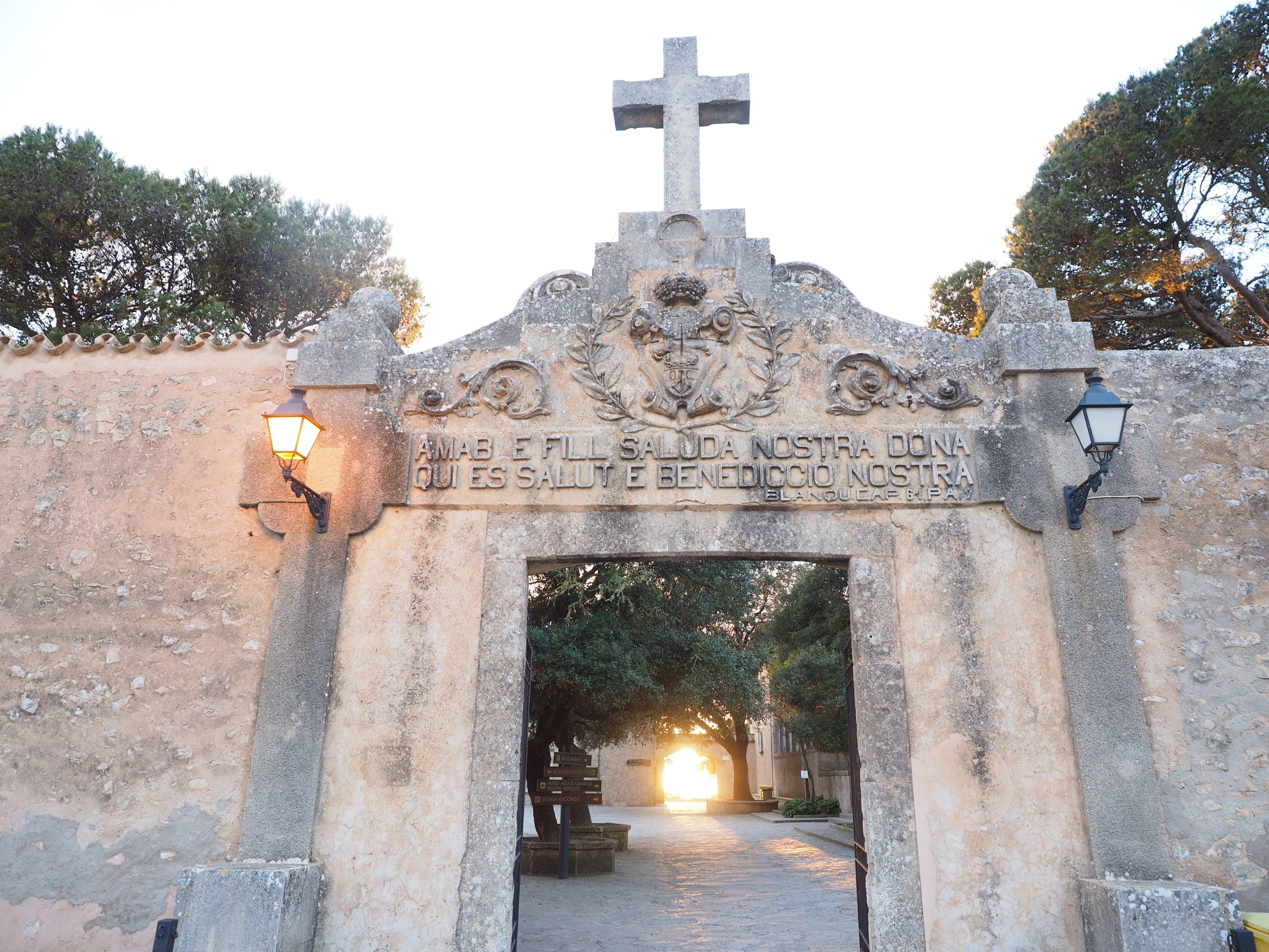 portal, goal, input, franciscan monastery, architecture, mallorca, balearic islands spain, place of worship, plant, cross, building exterior, puig de randa, HD Wallpaper