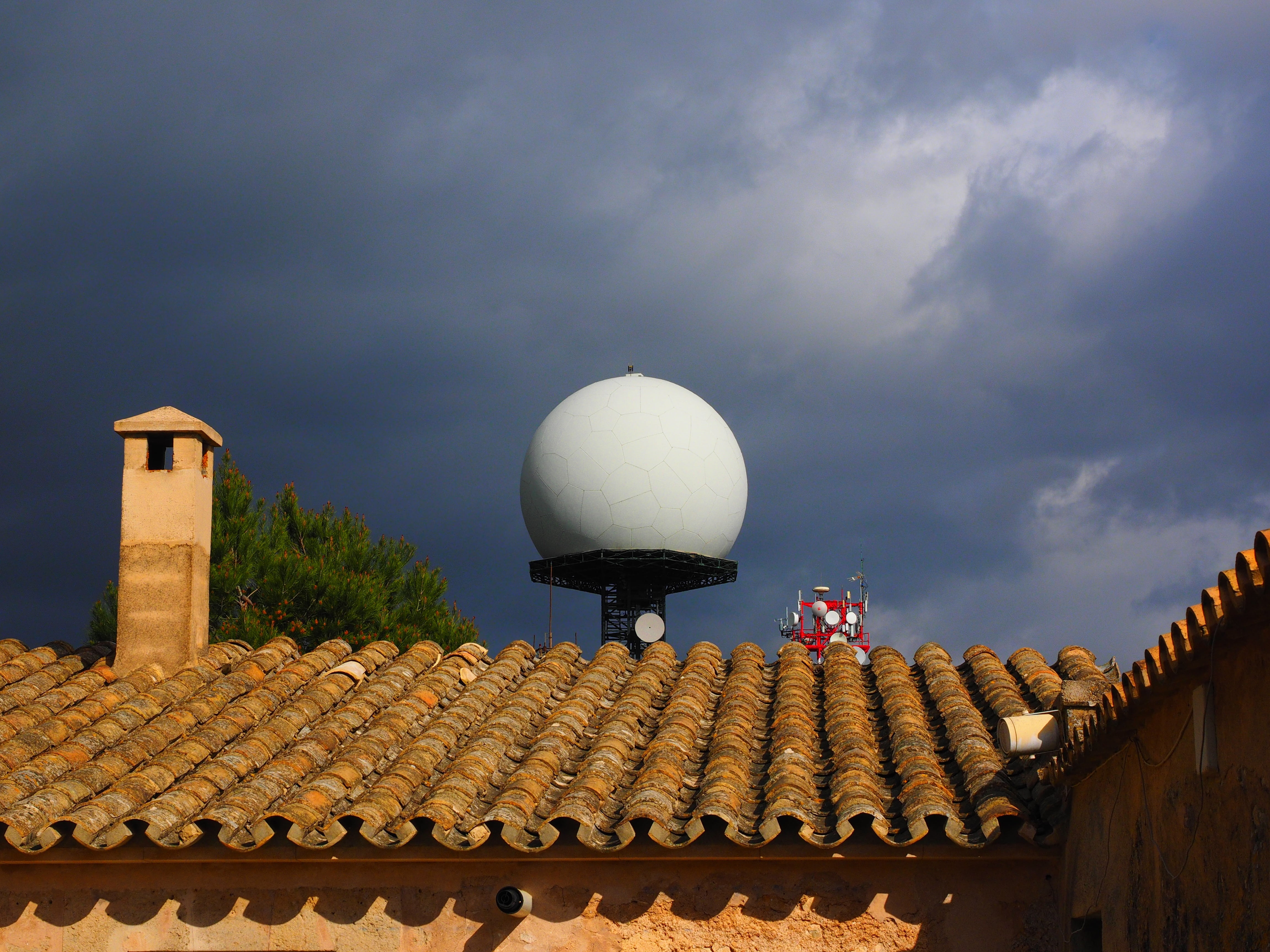 cura, cloud - sky, spherical shape, technology, nature, sunlight, travel, tower, outdoors, monastery cura, algaida, balearic islands spain, place of pilgrimage, HD Wallpaper