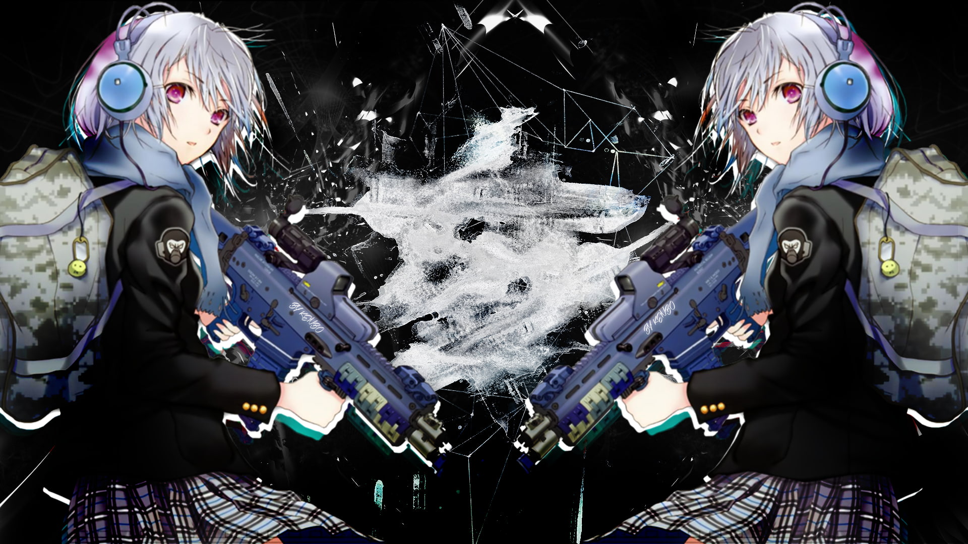 disguise, human representation, Guns GirlZ, anime girls, costume, lifestyles, 1080P, two people, winter, standing, men, rifles, real people, smoke - physical structure, HD Wallpaper