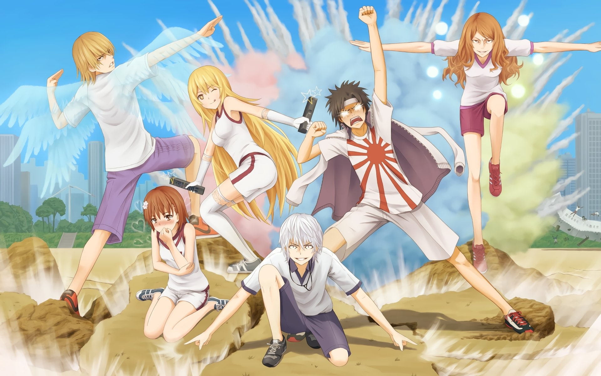 Teitoku Kakine, 1080P, Gunha Sogiita, To Aru Kagaku No Railgun, Anime, Accelerator (To Aru Kagaku No Railgun), Mikoto Misaka, Misaki Shokuhou, Shizuri, HD Wallpaper